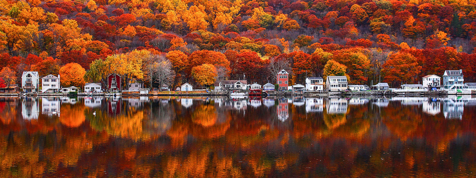 mirror lake - Lake, Reflection, Forest, Autumn, The photo, Connecticut, USA, Beautiful