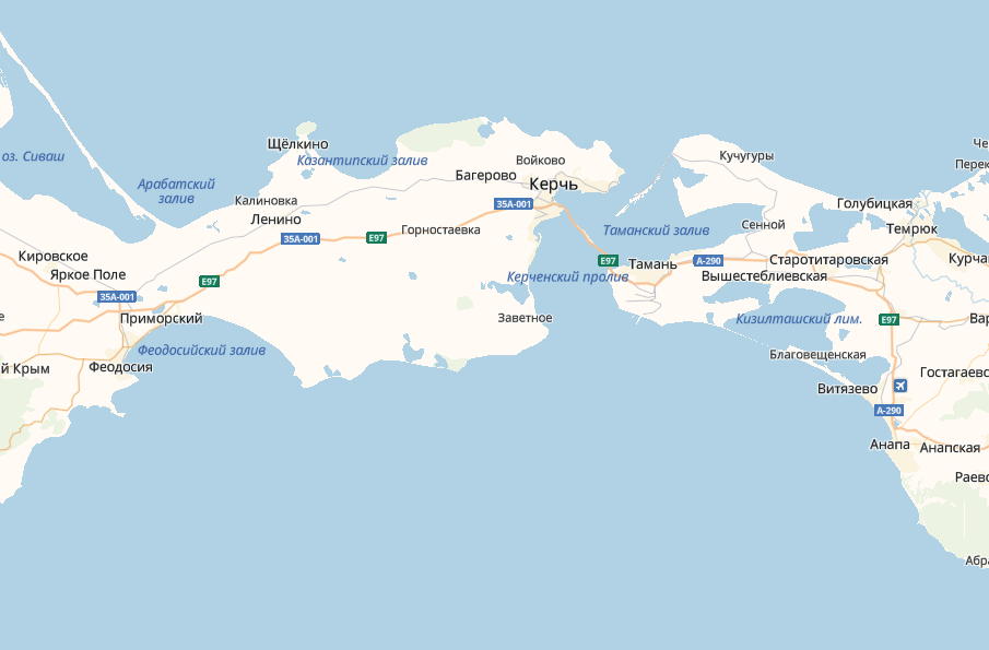 Горностаевка Крым на карте. Голубицкая Феодосия расстояние на машине через мост.