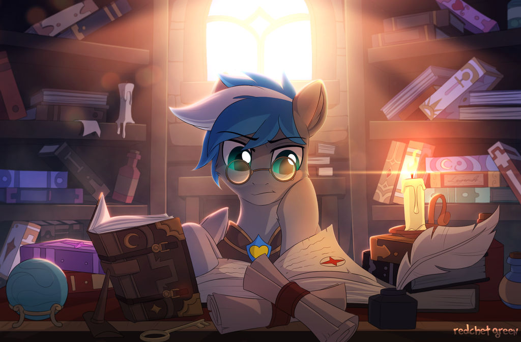 Librarian - My little pony, Redchetgreen, Original character, Art