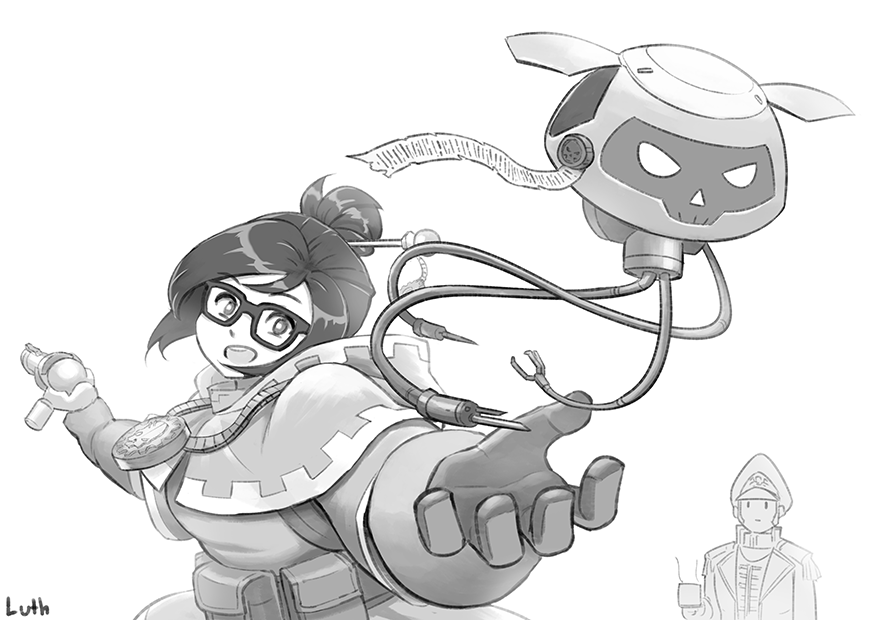 Overwatch Mei as techpriest with Cain in the background - Lutherniel, Ciaphas Cain, Mei, Overwatch, Warhammer 40k, Crossover, Games, Art