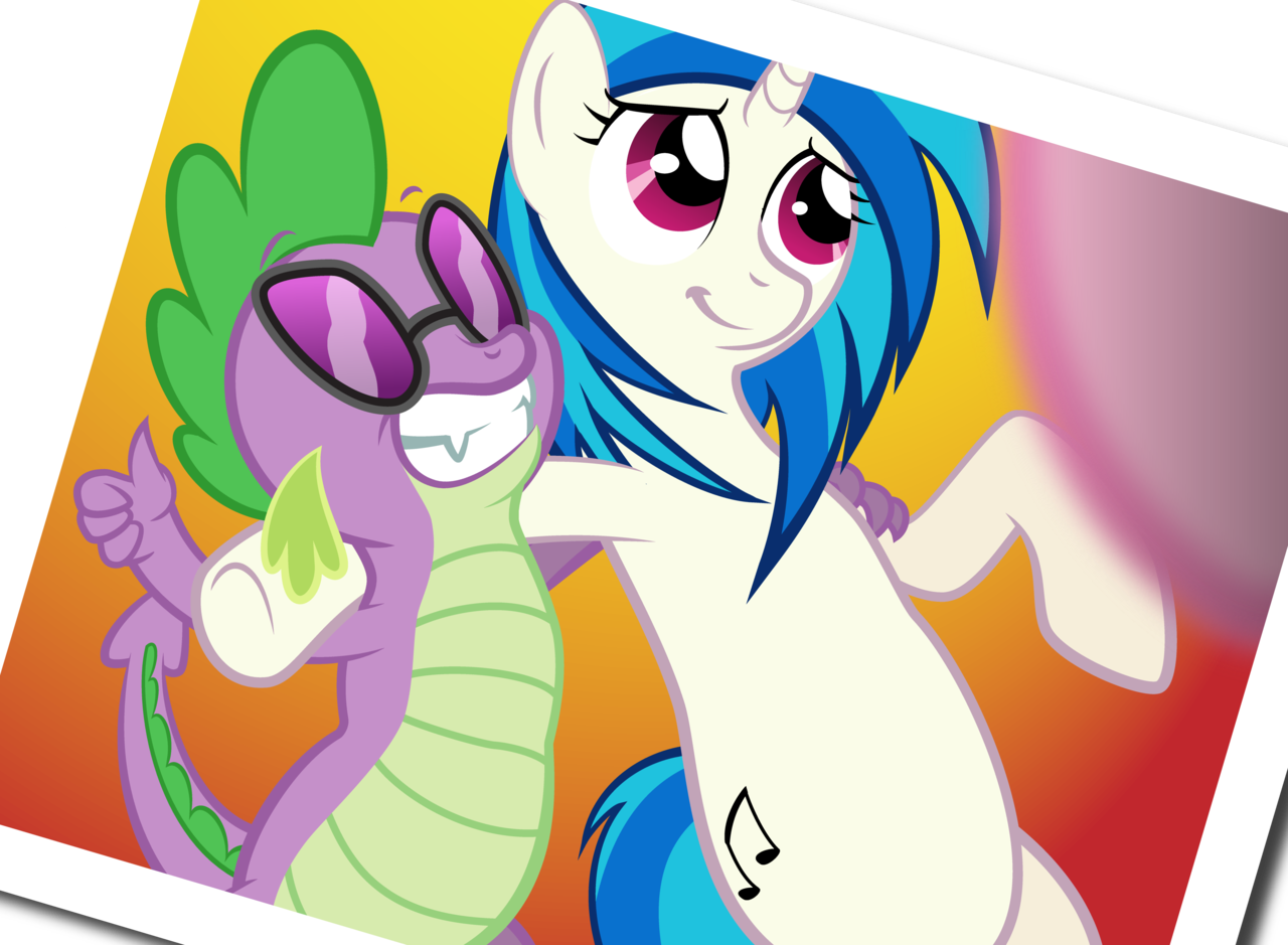 At the party - My little pony, Spike, Vinyl scratch, Art