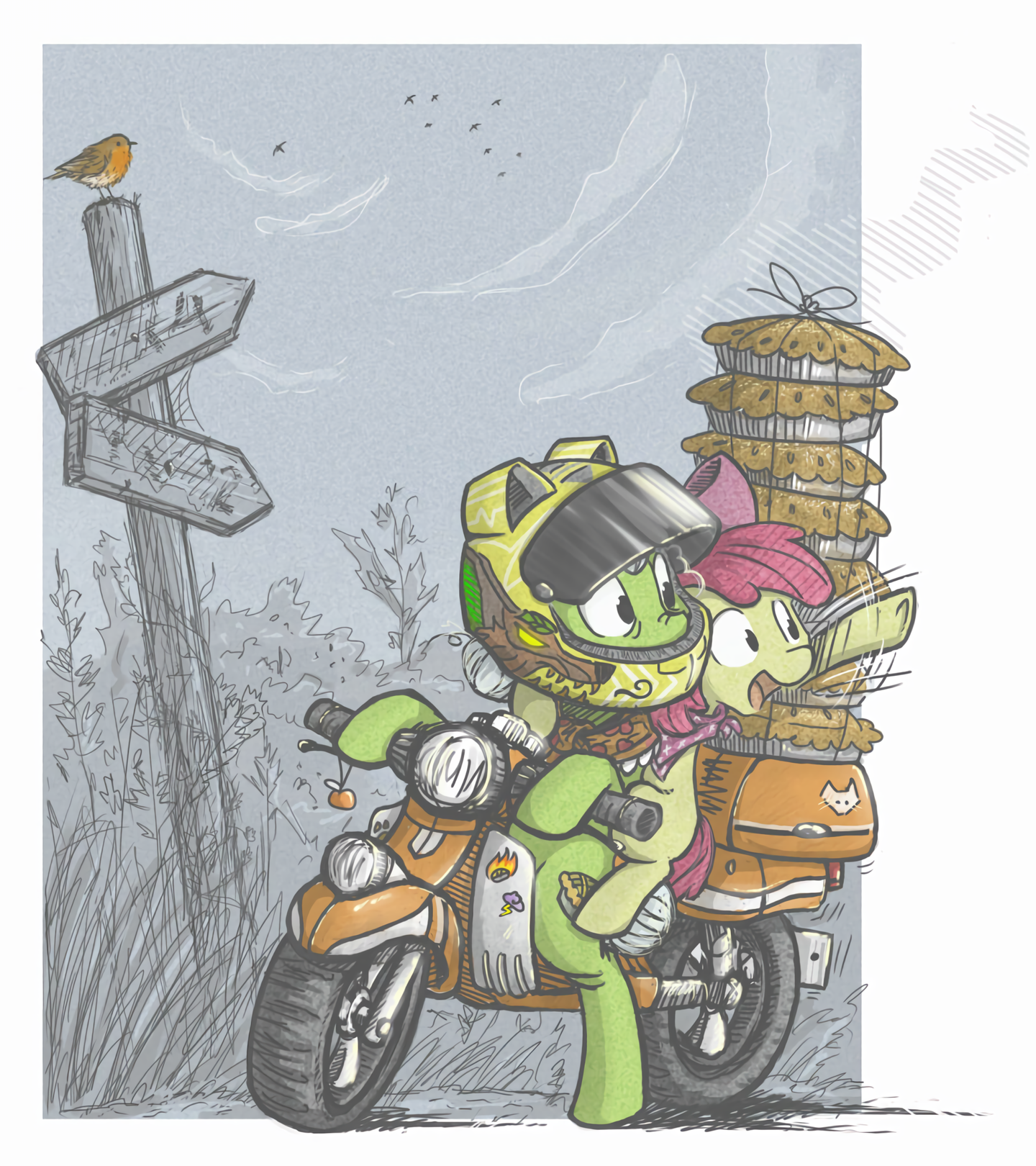 Delivery - My Little Pony, Granny Smith, Applebloom, Скутор, Скутер, Пирог, Доставка, Onkelscrut