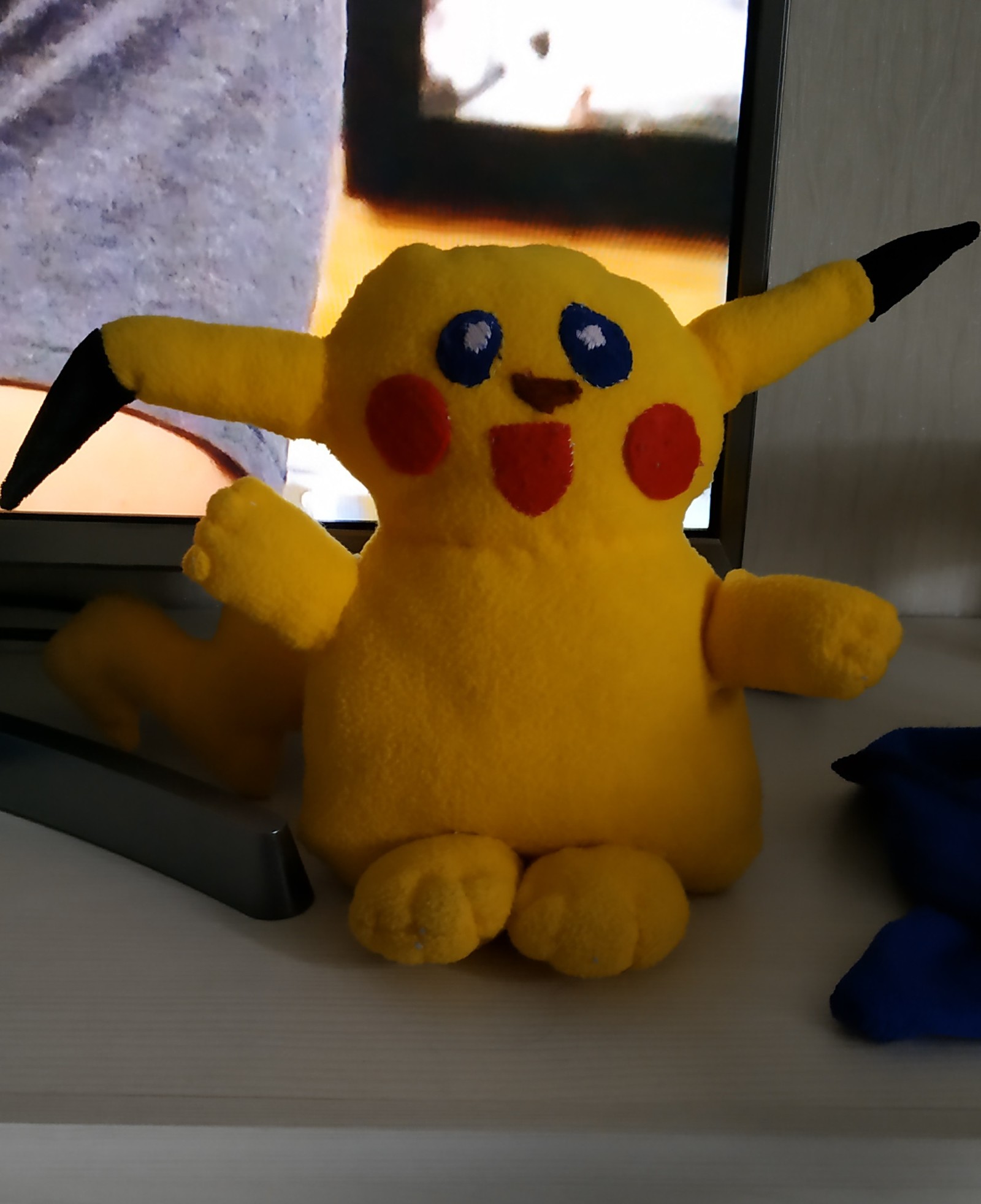 My wife sewed a pikachu for her son...))) - My, Pikachu, Soft toy, Needlework without process