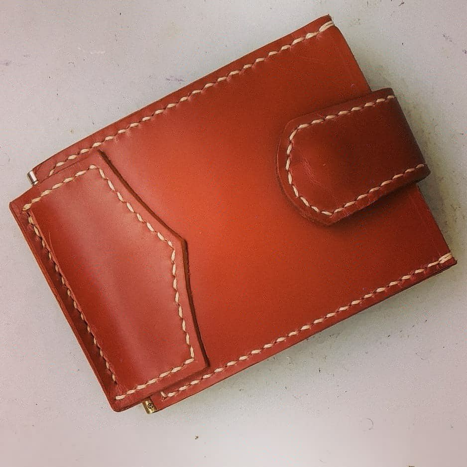 New job. - My, Handmade, Leather craft, Money clip, Longpost