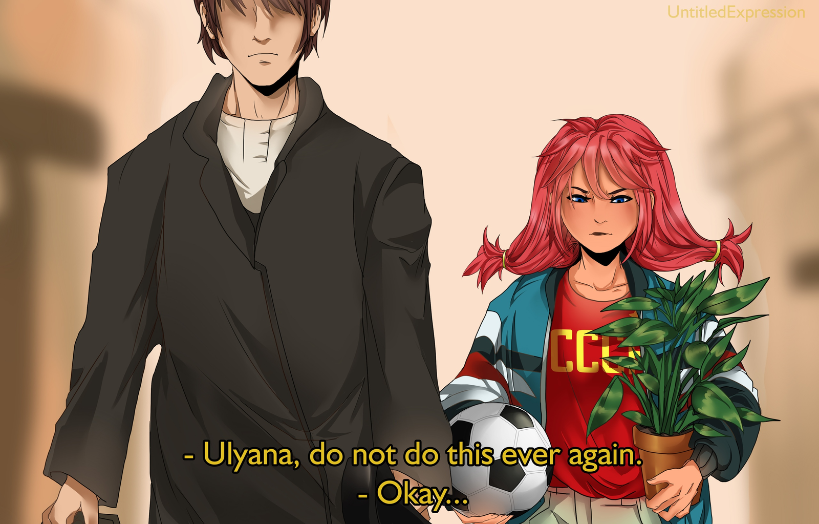 Ulyana, don't ever do that again. - Endless summer, Art, Visual novel, Semyon, Ulyana, Leon, Movies, Crossover, Crossover