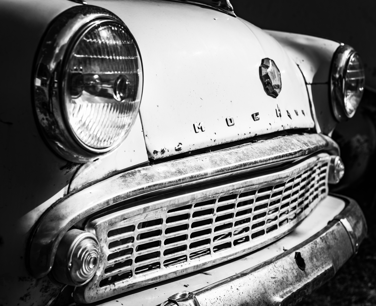 Old school - My, Black and white photo, Moskvich