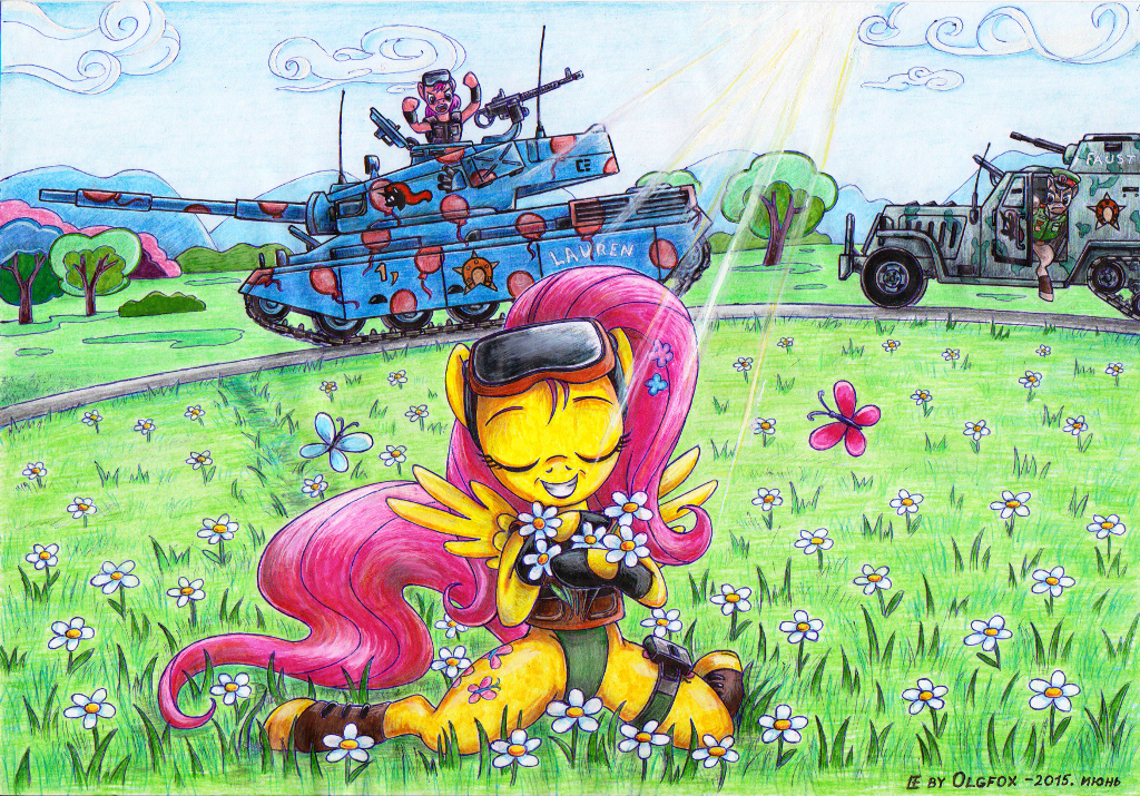 Field, flowers... Beauty! - My little pony, Fluttershy, Art, Olgfox