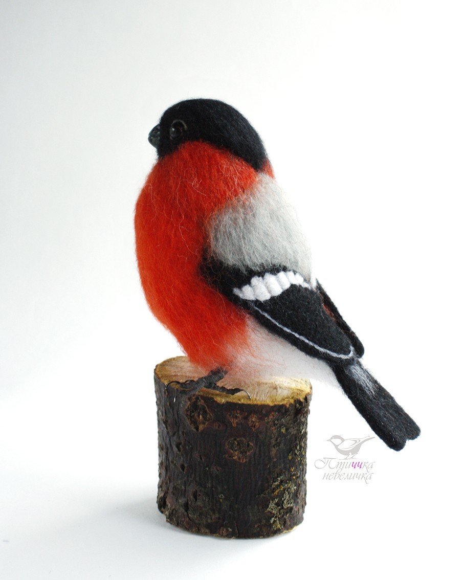 Bullfinch. Felted wool. - My, Needlework without process, Dry felting, Birds, Creation, Needlework, Craft, Longpost