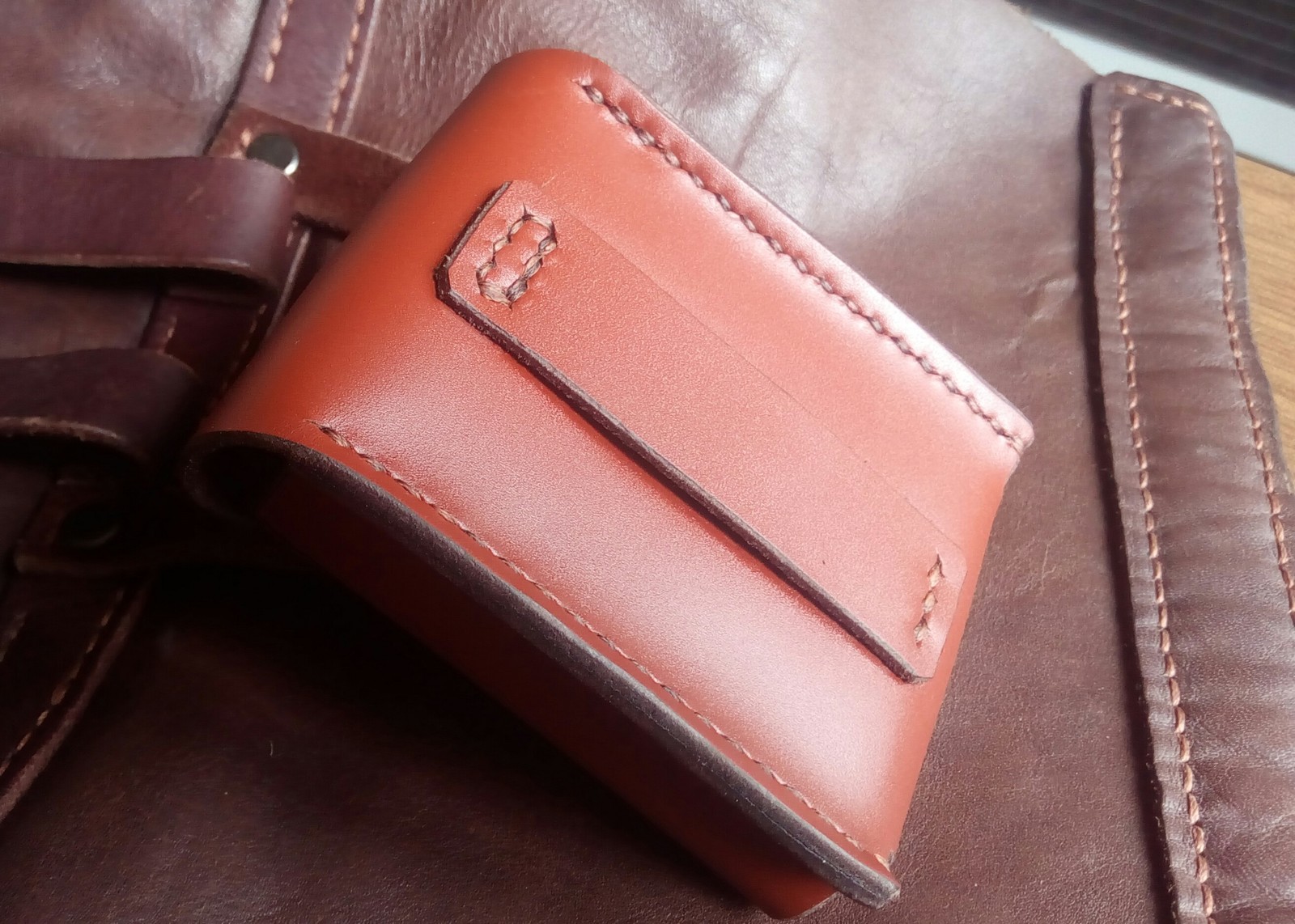 Leather case for small things - My, Leather, Needlework without process, With your own hands, Longpost