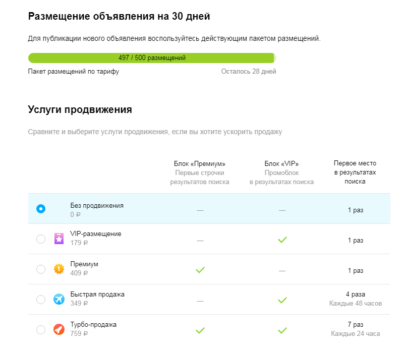 Купил пакет размещений на авито и вот не могу ими воспользоваться в веб версии сайта. - Платное размещение, Помощь, Авито