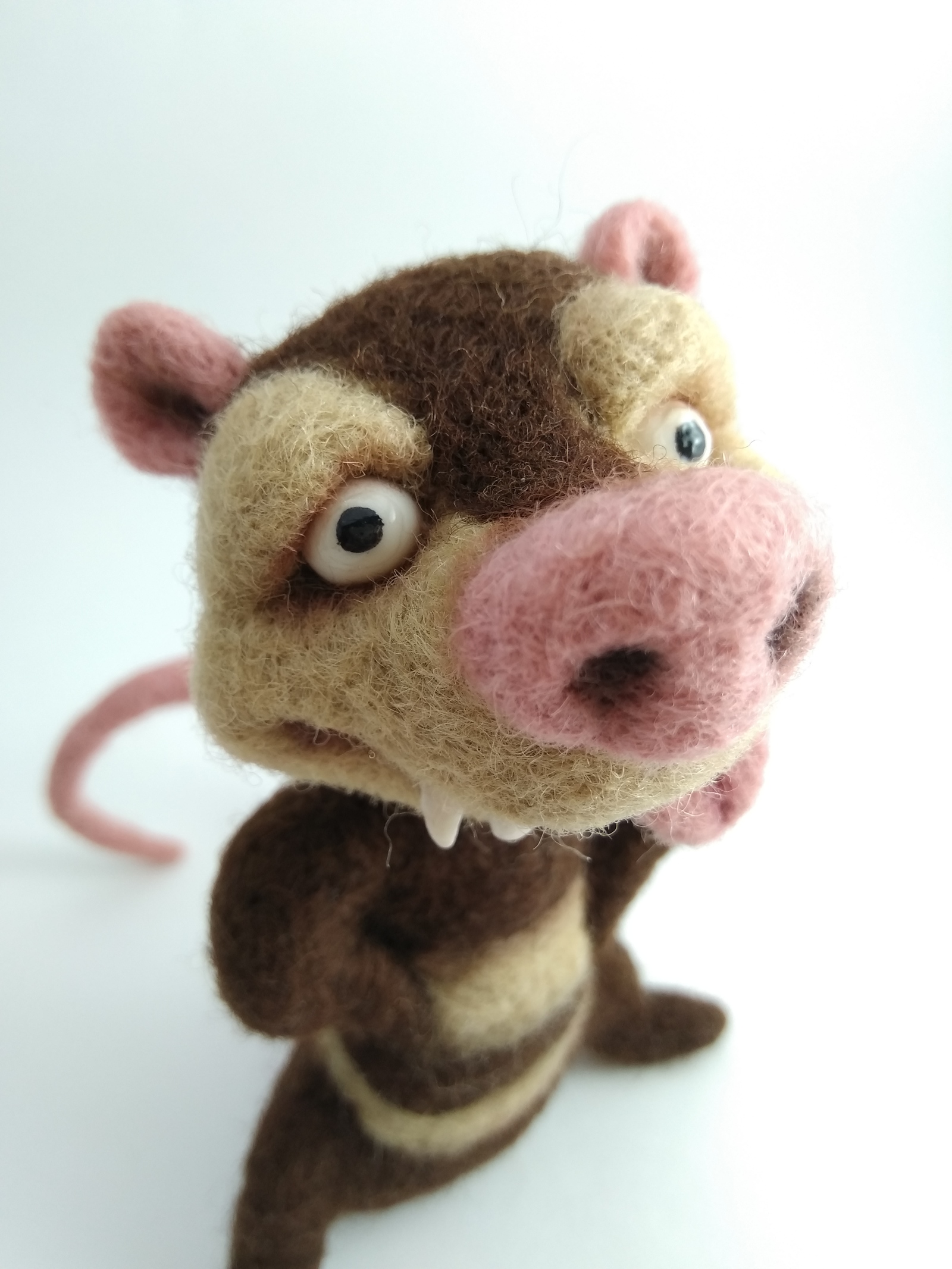 Opossum - My, Needlework without process, Wallow, Toys, Wool, Opossum, Longpost