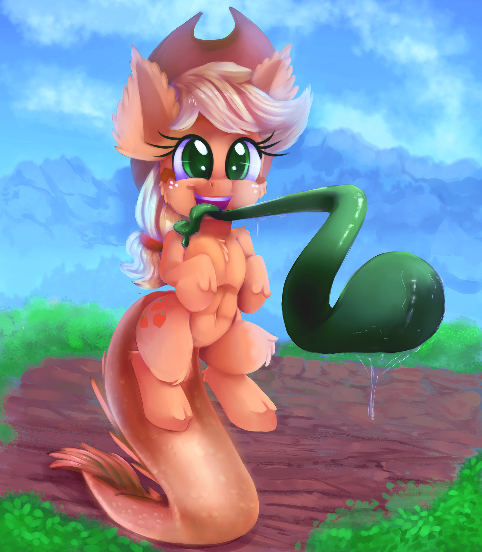 Lick - My Little Pony, Applejack, Tatzljack, Tatzlpony, Язык, Thediscorded