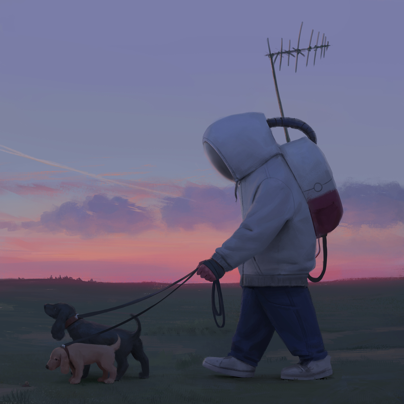 Good Morning Sunshine - My, Walk, Morning, Dog, Animals, Drawing, Digital drawing