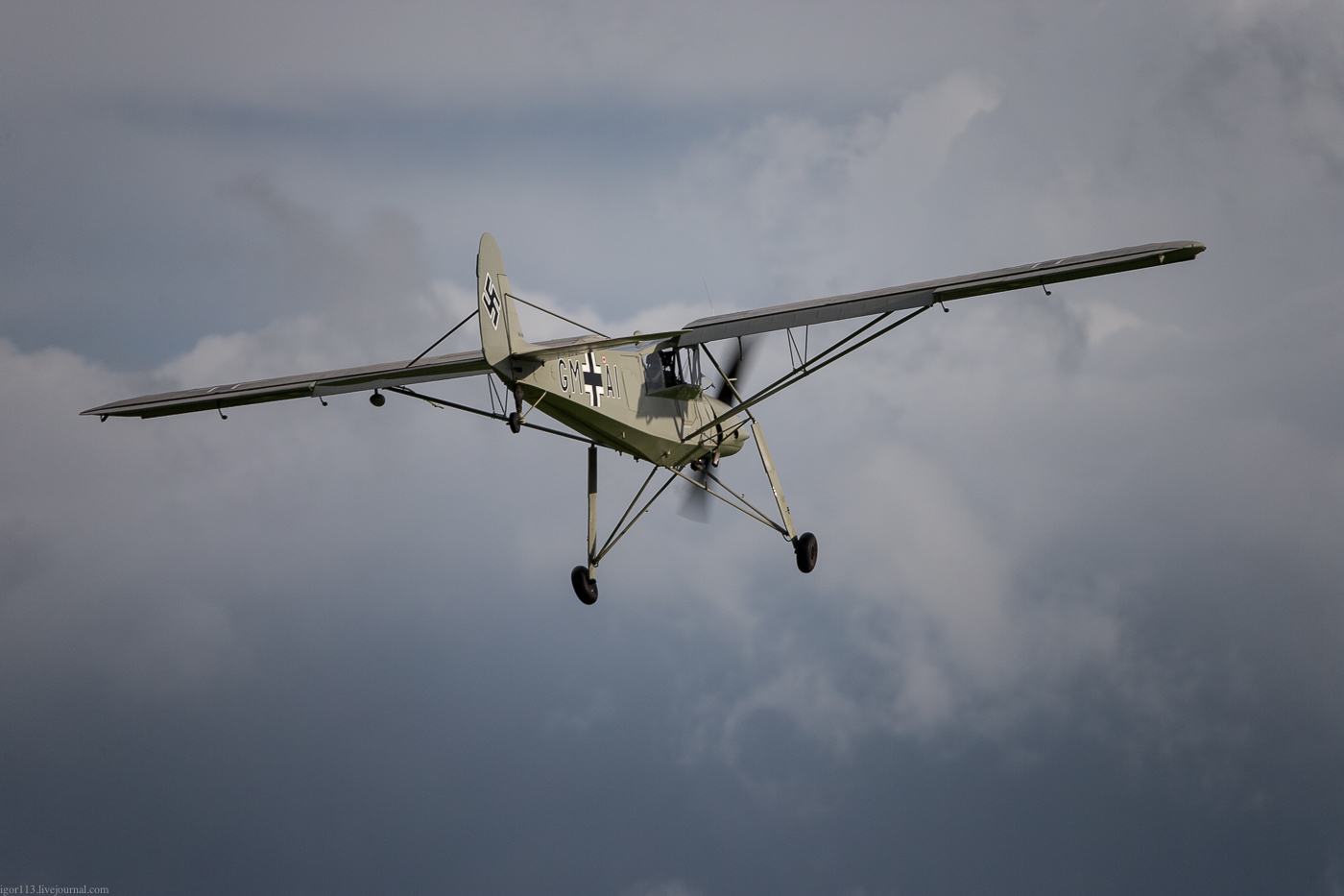 Аист на авиашоу в Шатллворте.Fieseler Fi 156 Storch - Германия, Вторая мировая война, Шторьх, Авиашоу, Длиннопост