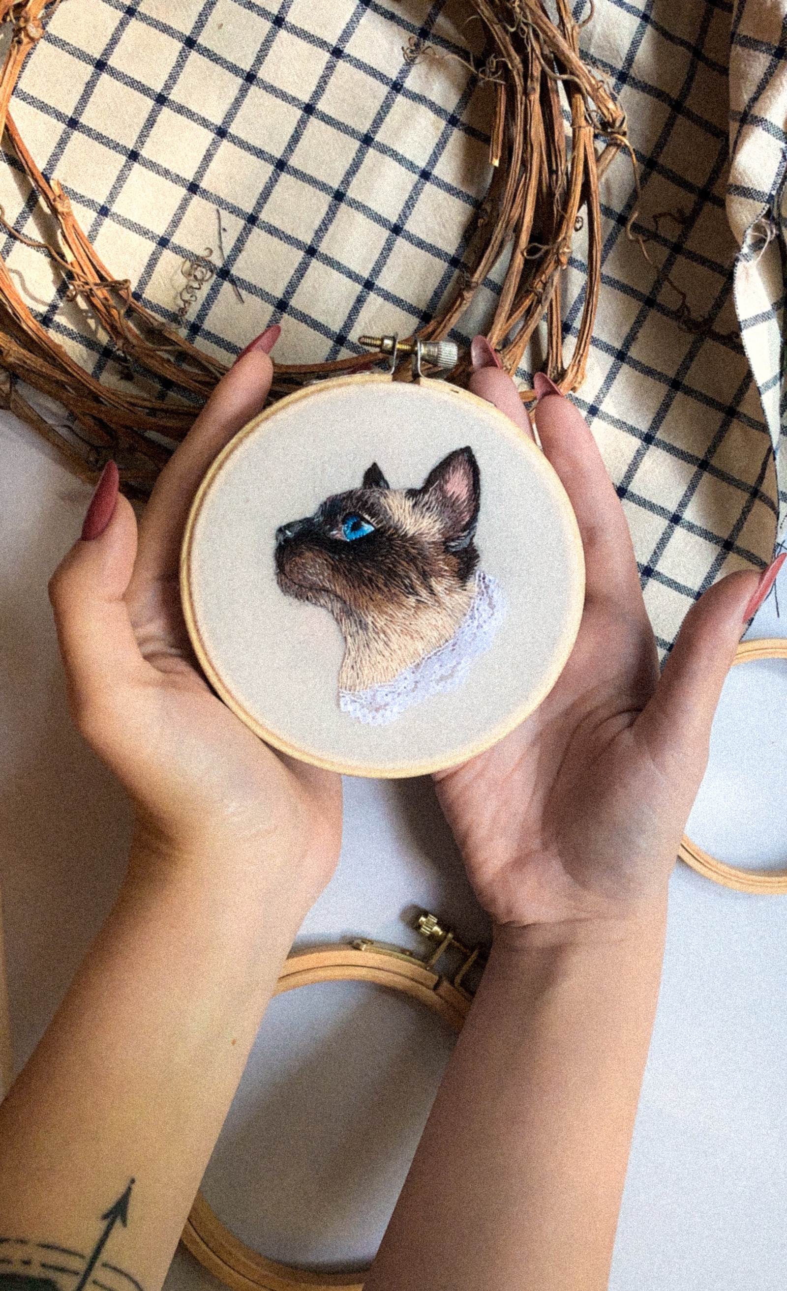 Brooch cat - My, Satin stitch embroidery, cat, Needlework without process, Embroidery, Portrait, Longpost