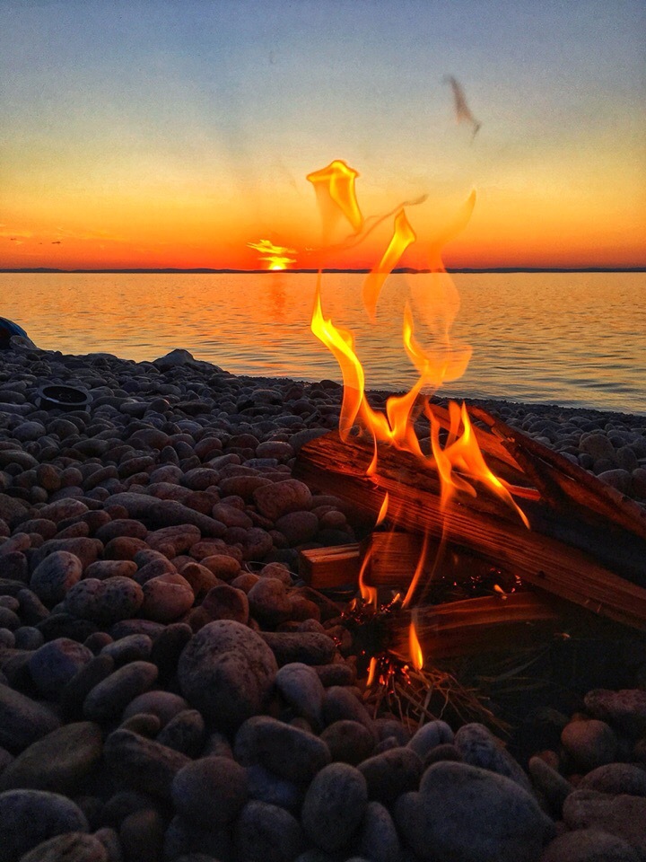 Sunset at Baikal - Baikal, Buryatia, Sunset, Battle of sunsets, Bonfire