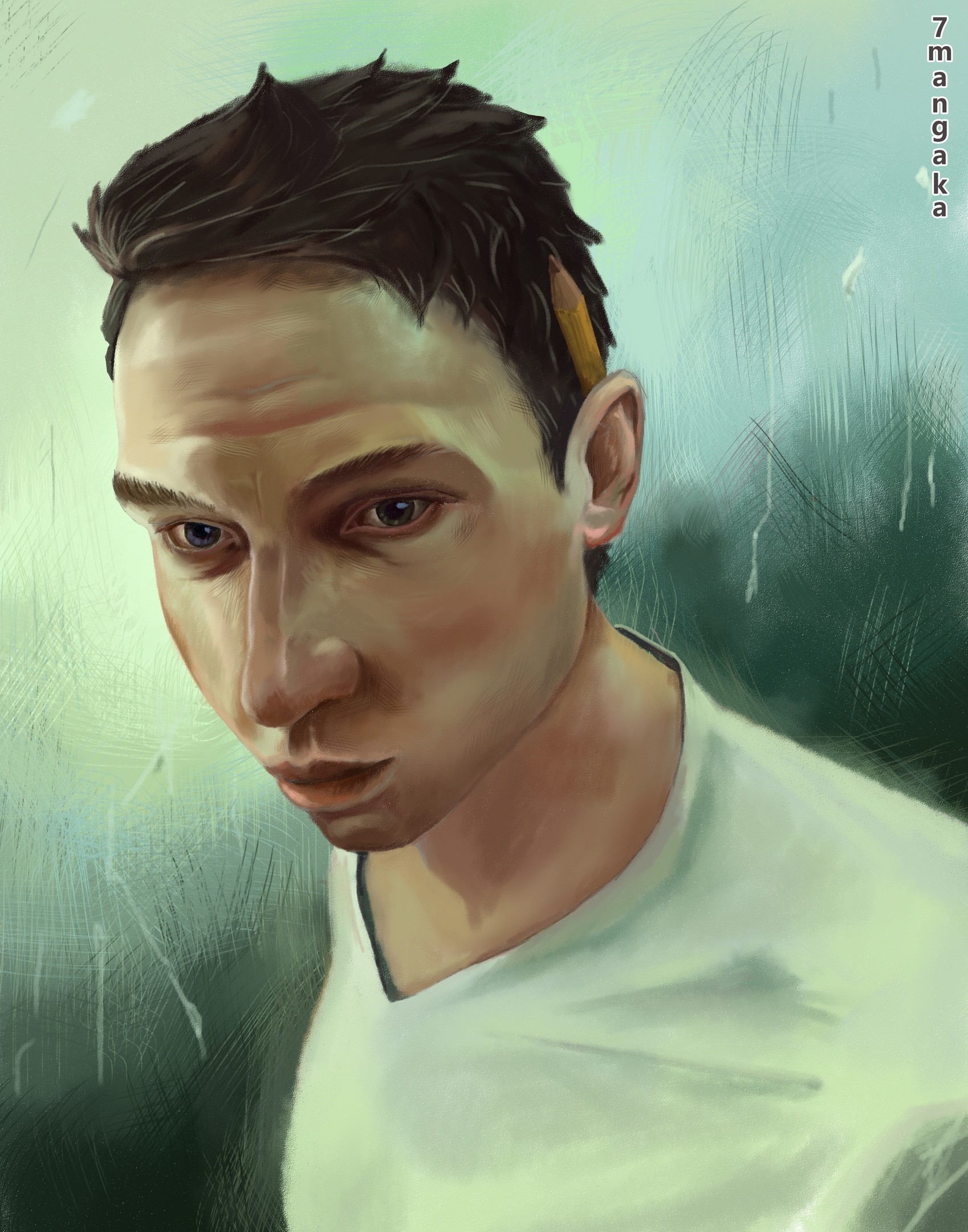 Portrait of a man, combined with the theme of the fight club) - My, Art, Drawing, Computer graphics, Fan art, Portrait