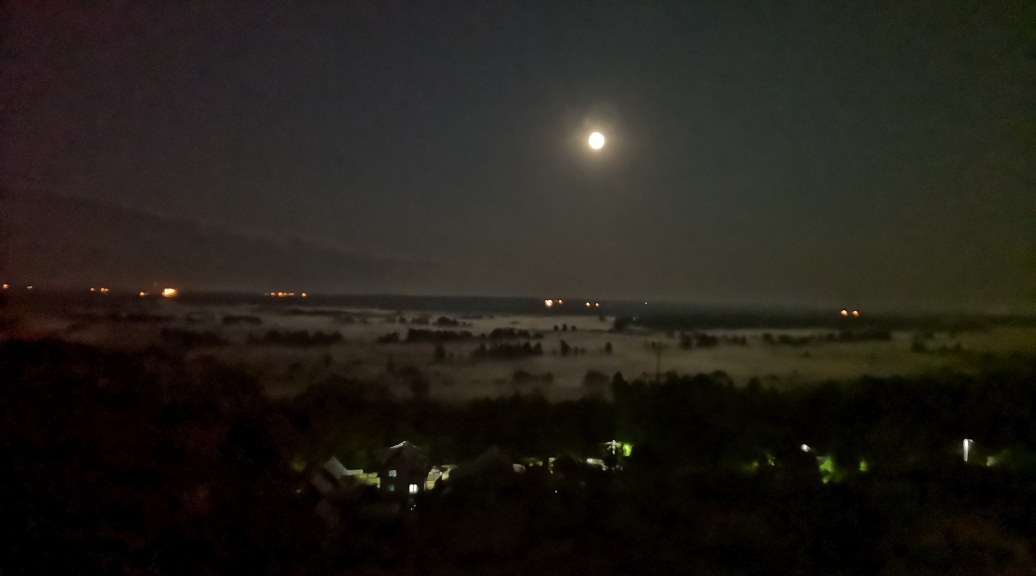 Night on the Klyazma - My, The photo, Night, Fog, moon