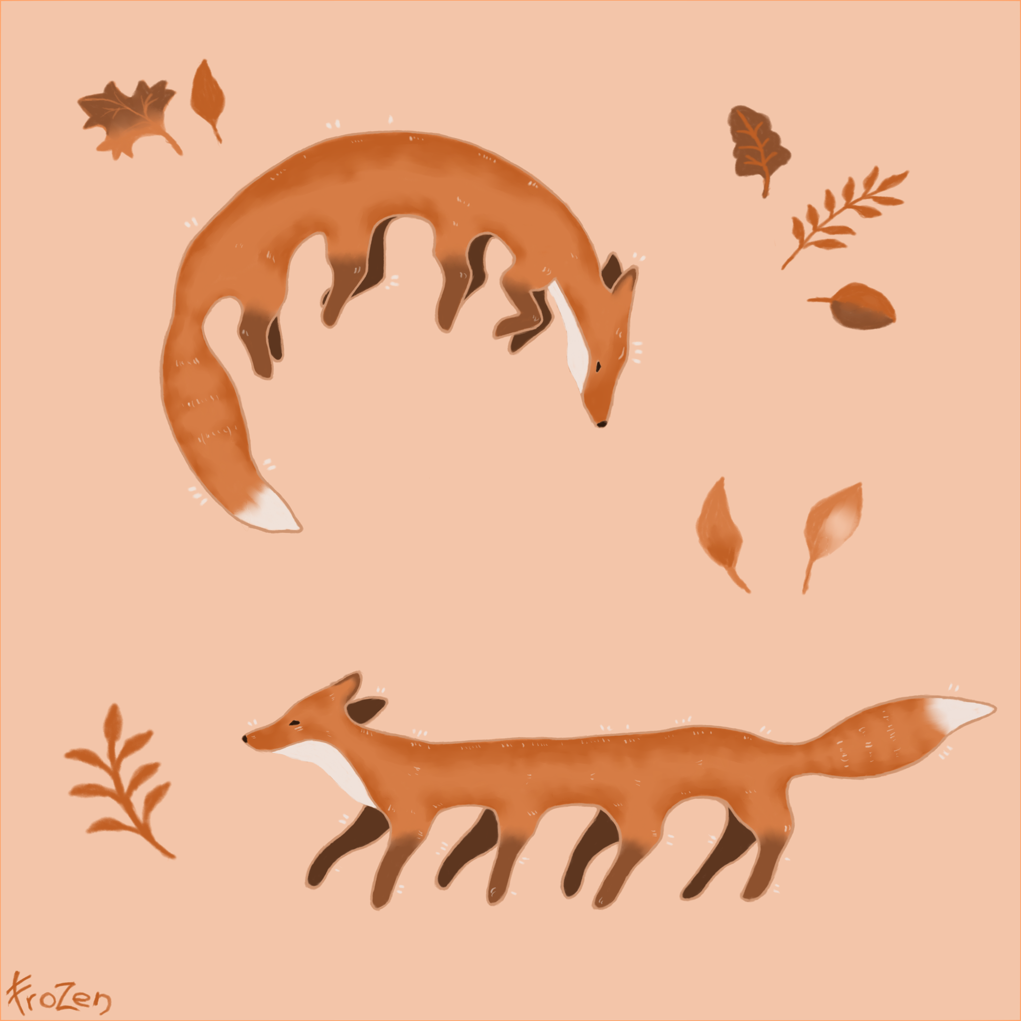 very long fox - My, Fox, Drawing