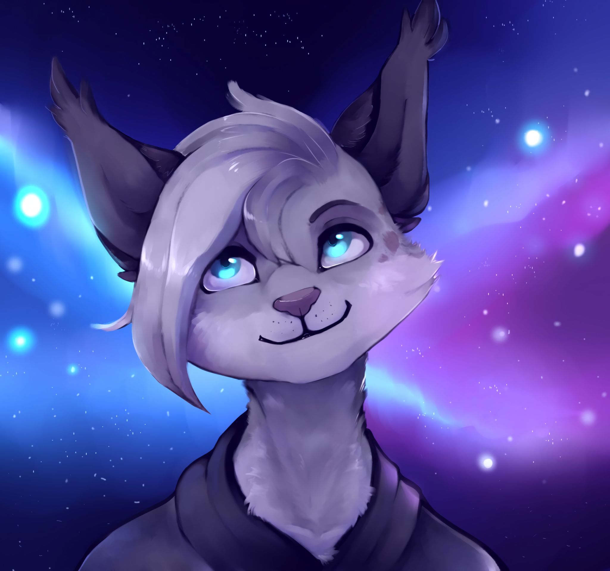 Spaced Out - Фурри, Furry Art, Furry Feline, Furry Lynx, Портрет, Redcreator