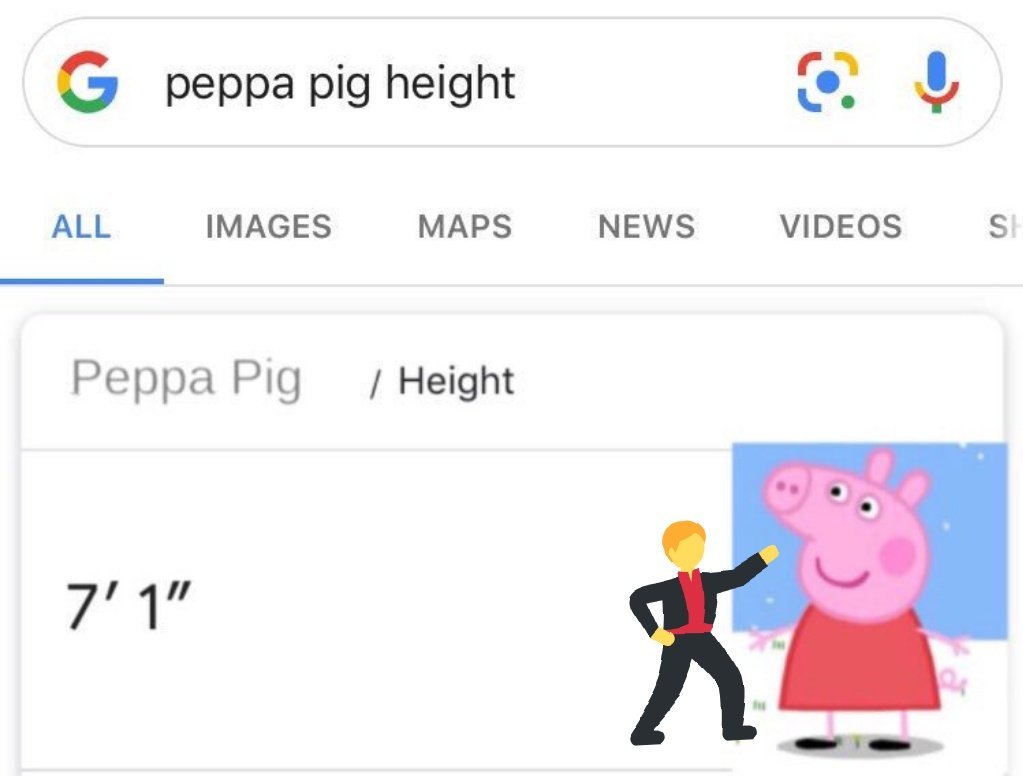 How tall is Peppa Pig? - Humor, Growth, Joke, Memes, Longpost, Peppa Pig, Screenshot