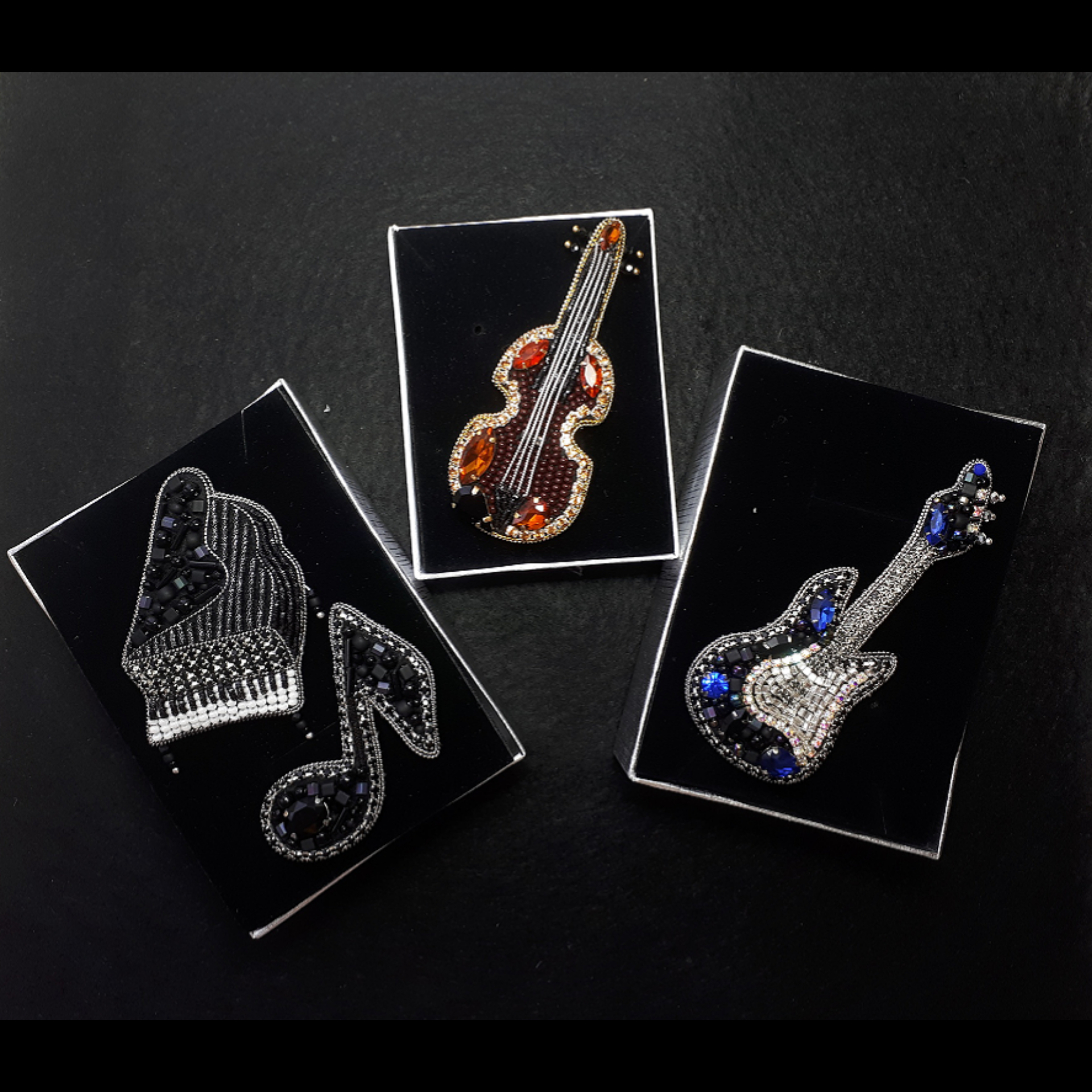 Music series - My, Brooch, Music, Needlework, Needlework without process, Guitar, Violin, Longpost