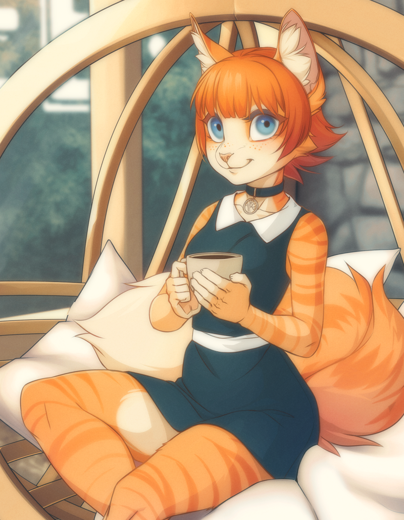 CoffeCat Vera - Furry, Art, Iskra, Coffee, Deymos, Collab, cat