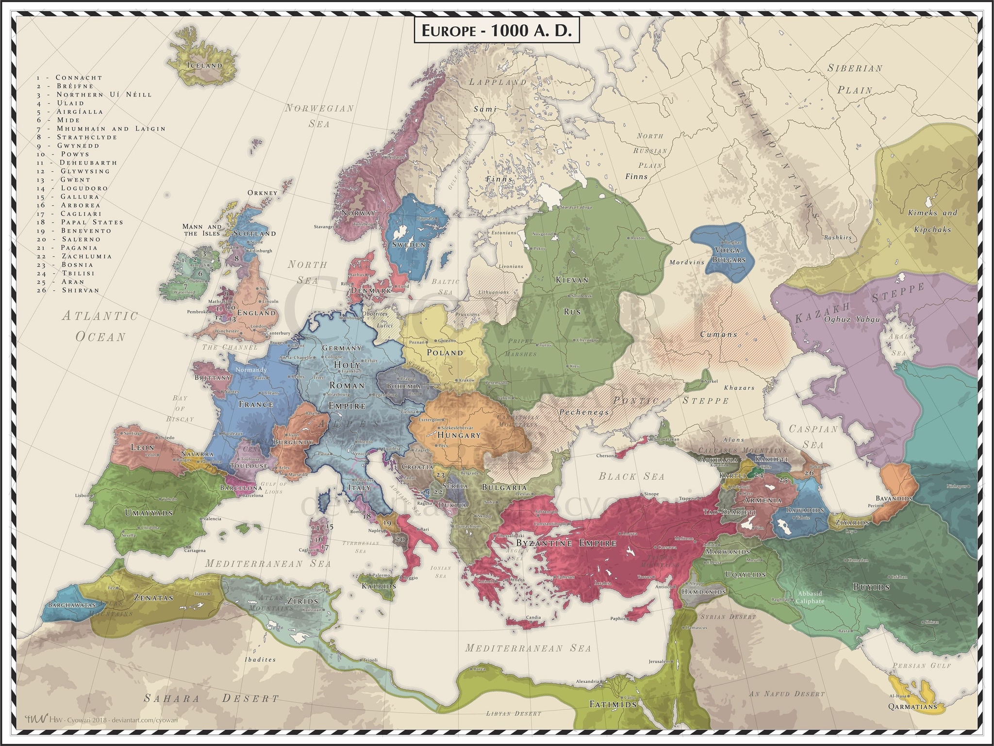 Europe in 1000 - Story, Europe, Historical maps, Cards