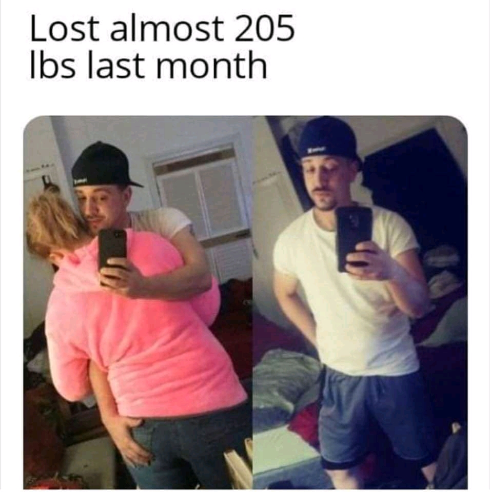 To lose 100kg in a month, all you need is... - Relationship, Men and women, Parting, Humor, Picture with text