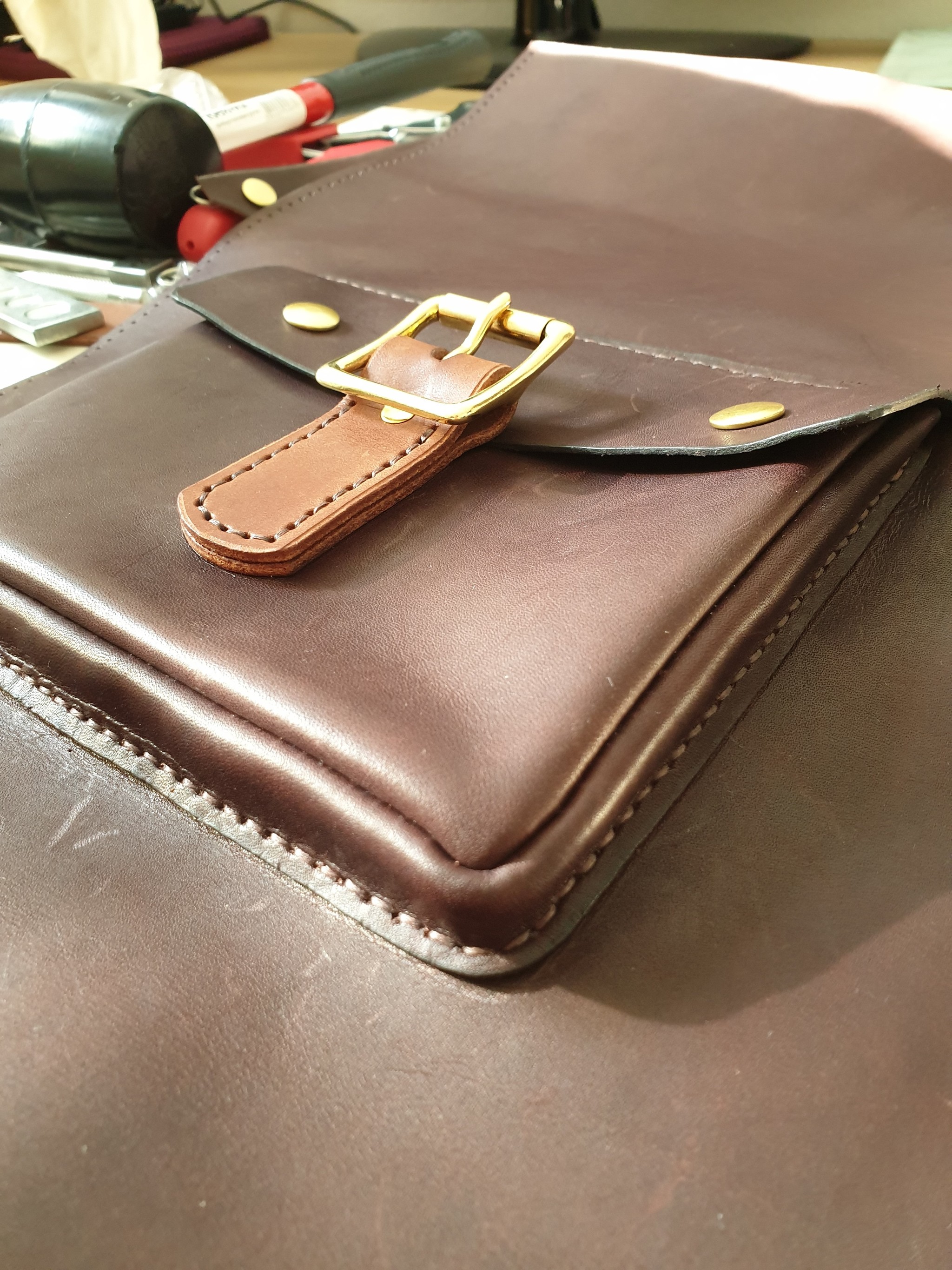 First leather backpack - My, Leather craft, Longpost, Leather products, Backpack, Leatherwork, Handmade, Hobby