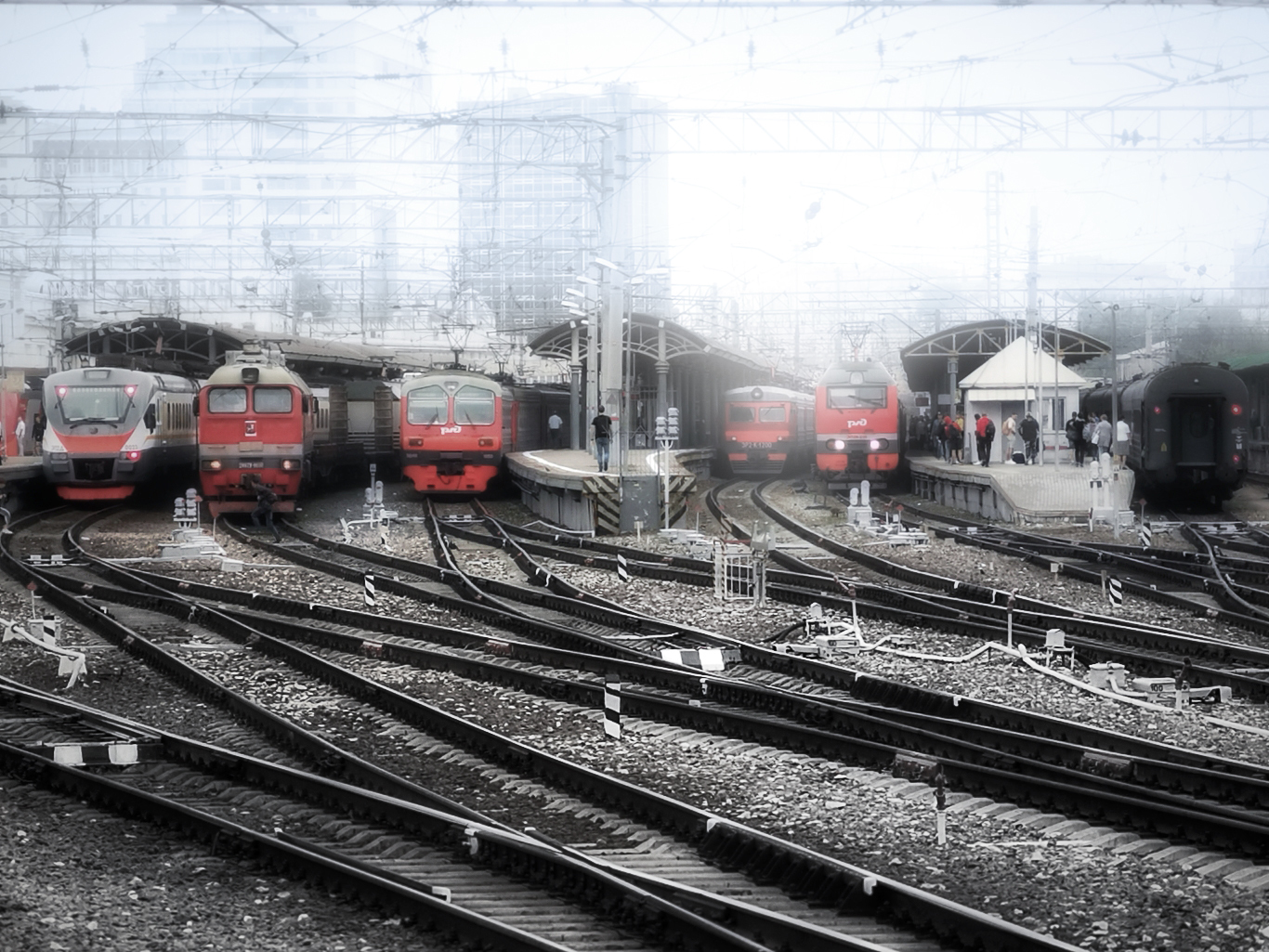 Cloudy foggy morning - My, Railway, Landscape, Morning, Fog, Train, The photo