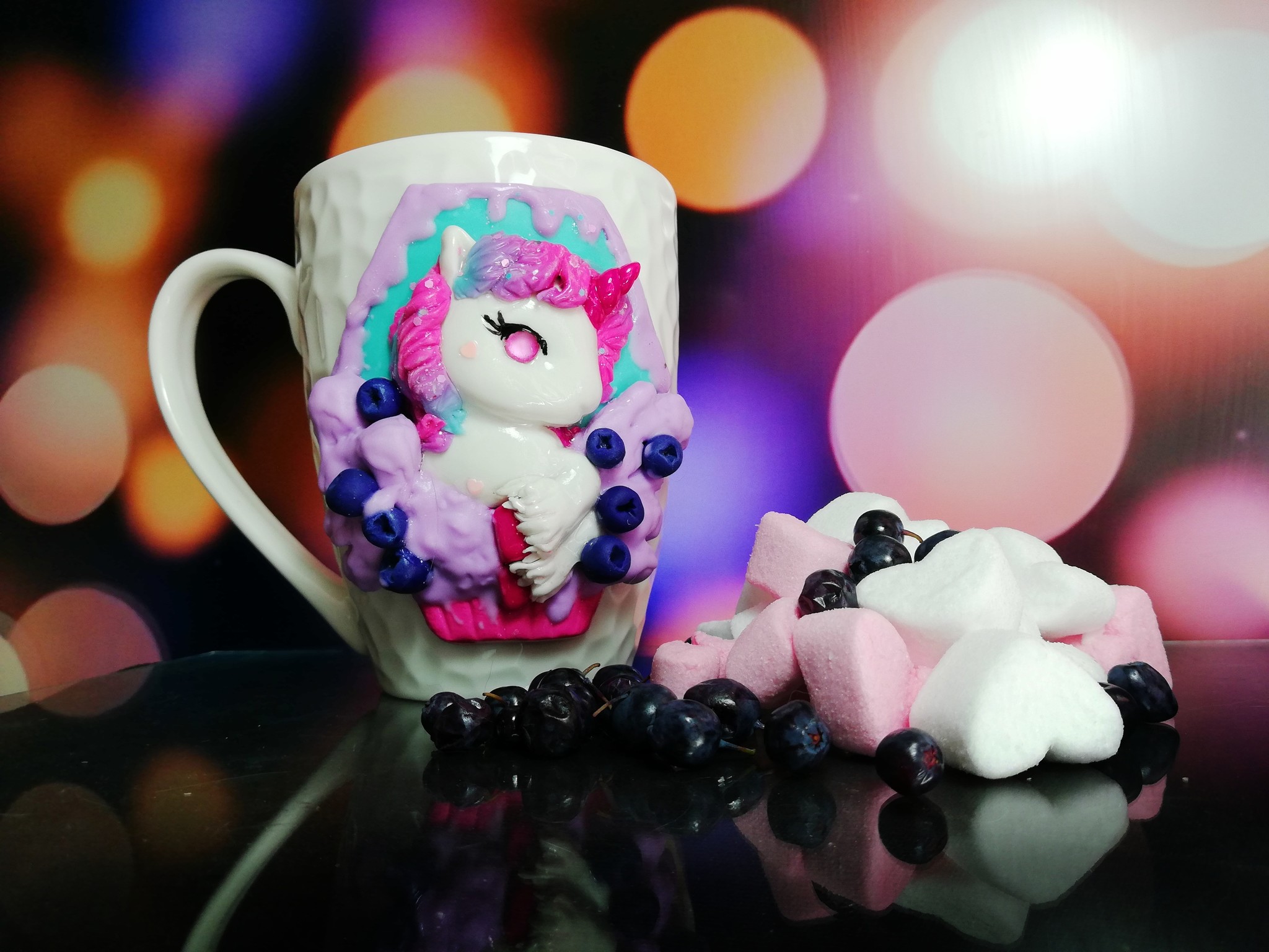 Magic Unicorn - My, , Polymer clay, Handmade, Summer, Unicorn, Blueberry, 