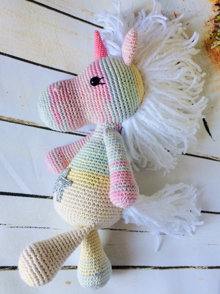 Unicorn - My, Knitting, Crochet, Unicorn, Needlework without process, Longpost