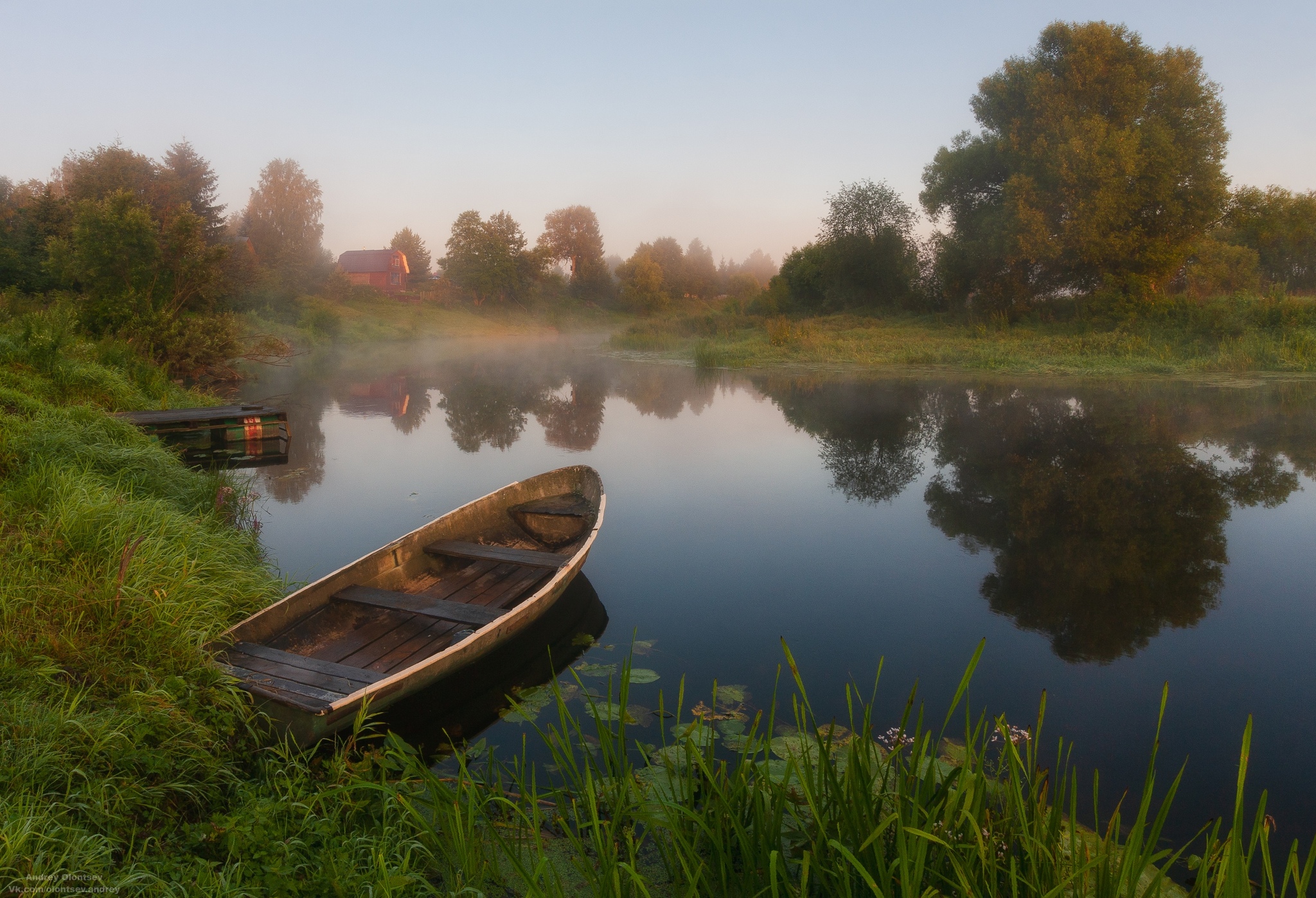 A boat - A boat, River, Morning, Nature, The photo