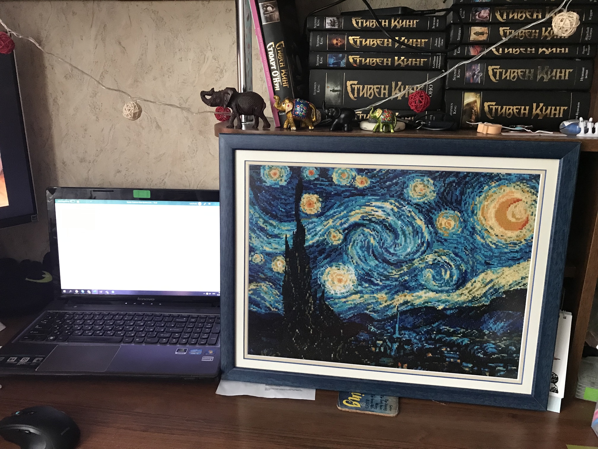 My Starry Night or 50 Shades of Blue - My, Cross-stitch, Needlework without process, Longpost