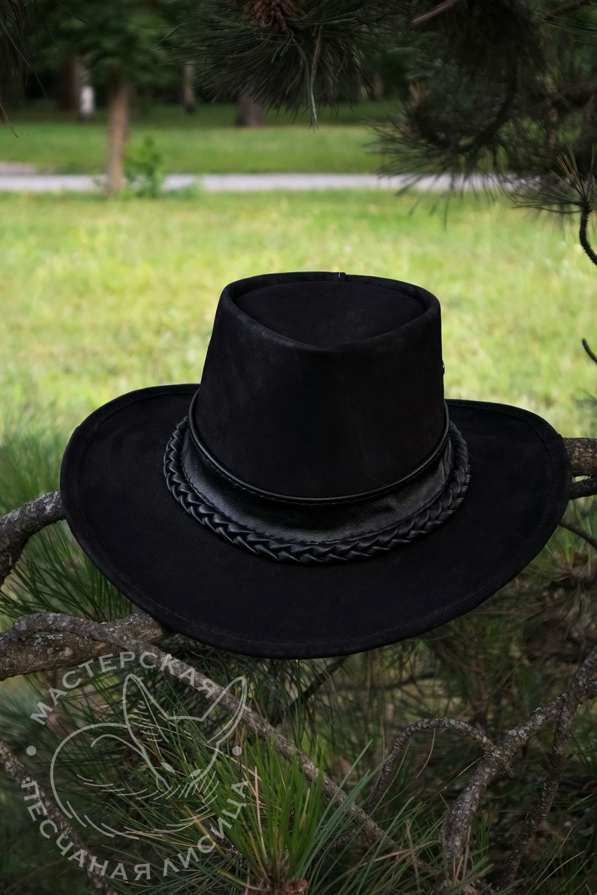 Black wide-brimmed hat - My, Handmade, Hat, Leather, With your own hands, Longpost, Needlework without process, Australian hat