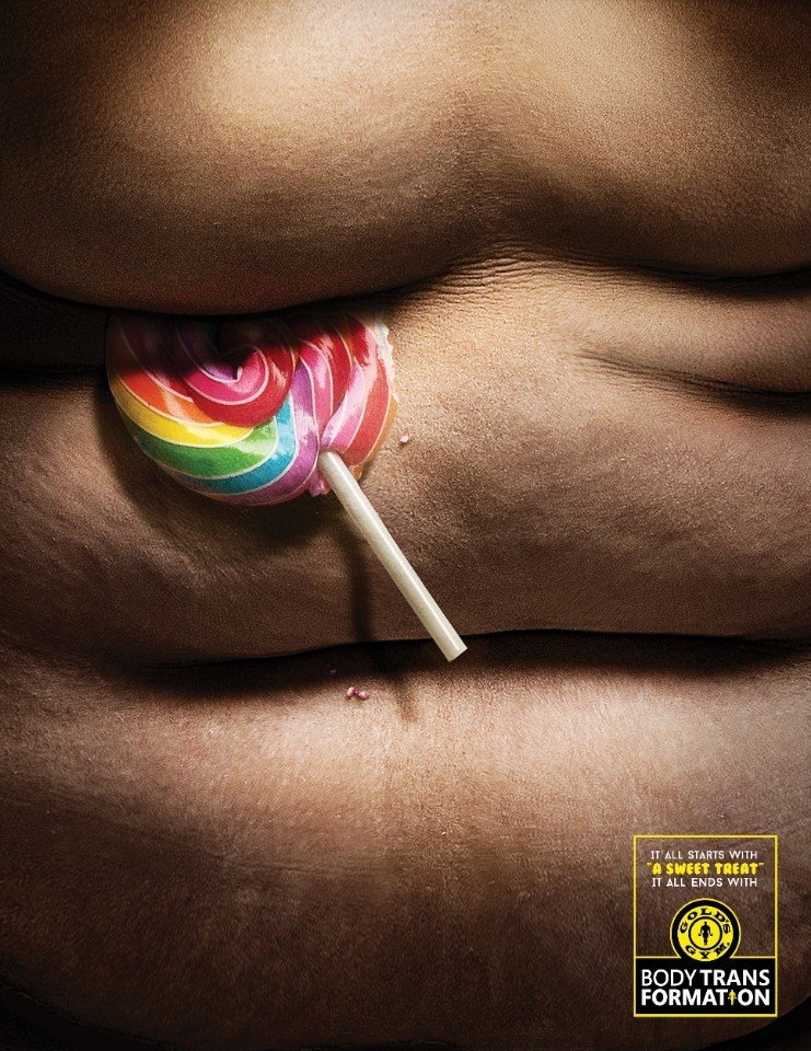 Gym advertising - Creative advertising, Fatty, Food, Gym, Longpost, Excess weight