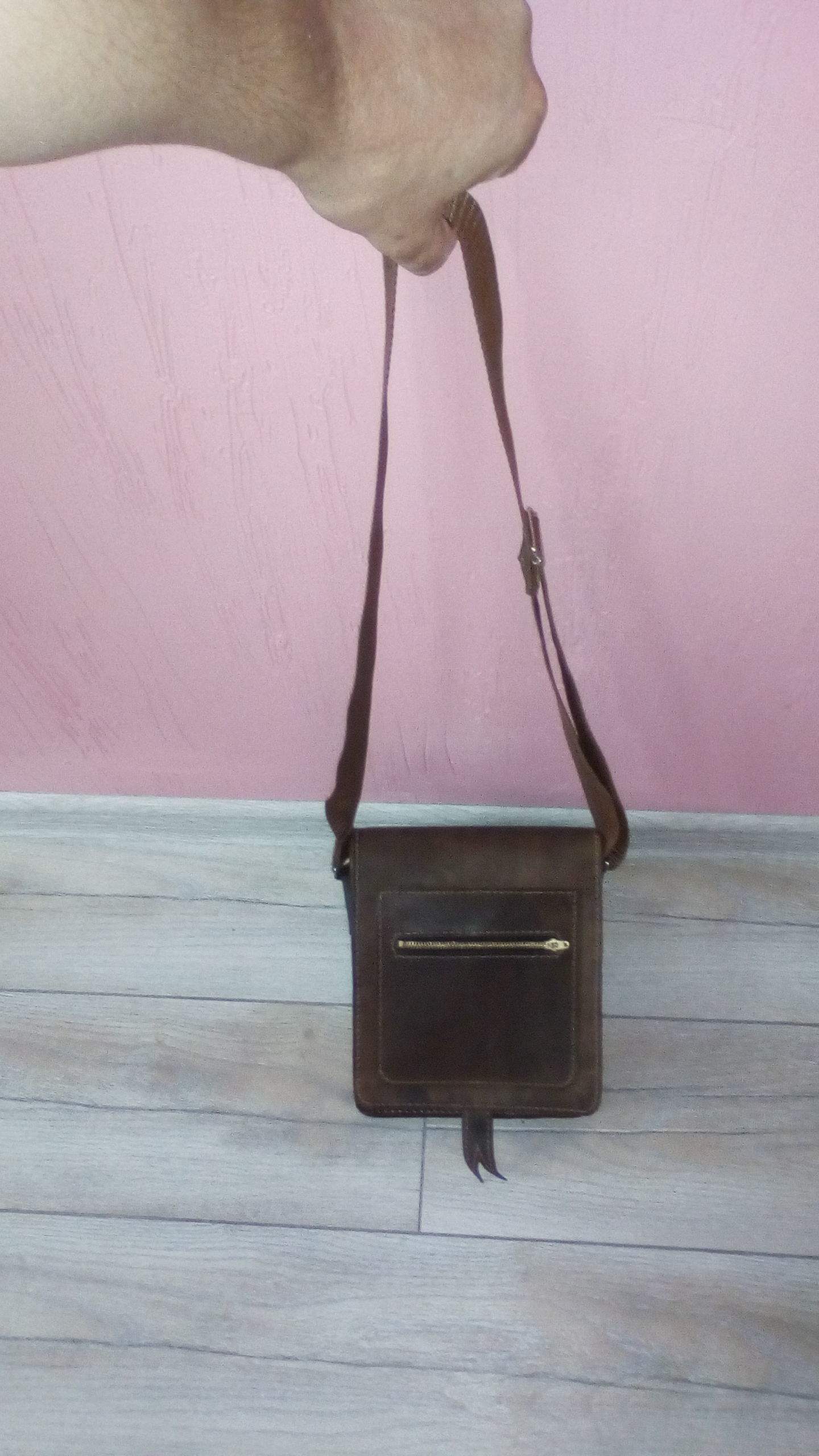 Men's leather bag - My, Needlework without process, With your own hands, Leather craft, Longpost