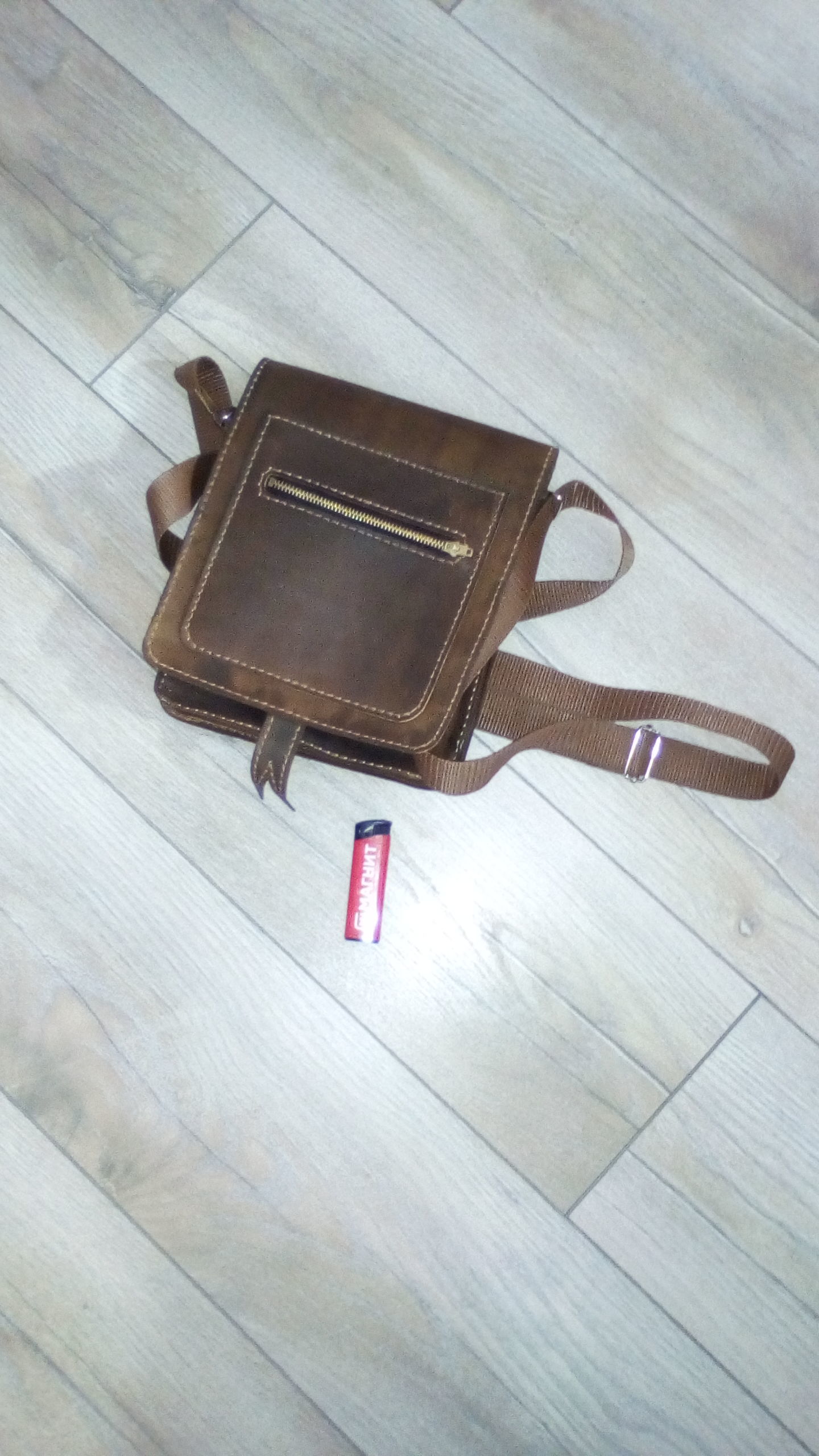 Men's leather bag - My, Needlework without process, With your own hands, Leather craft, Longpost