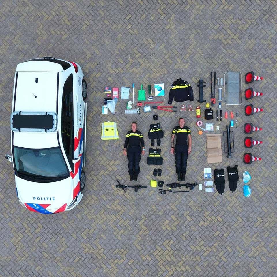 The contents of a police car in Holland - Holland, Police, Content, Humor, Tetrischallenge, Netherlands (Holland)