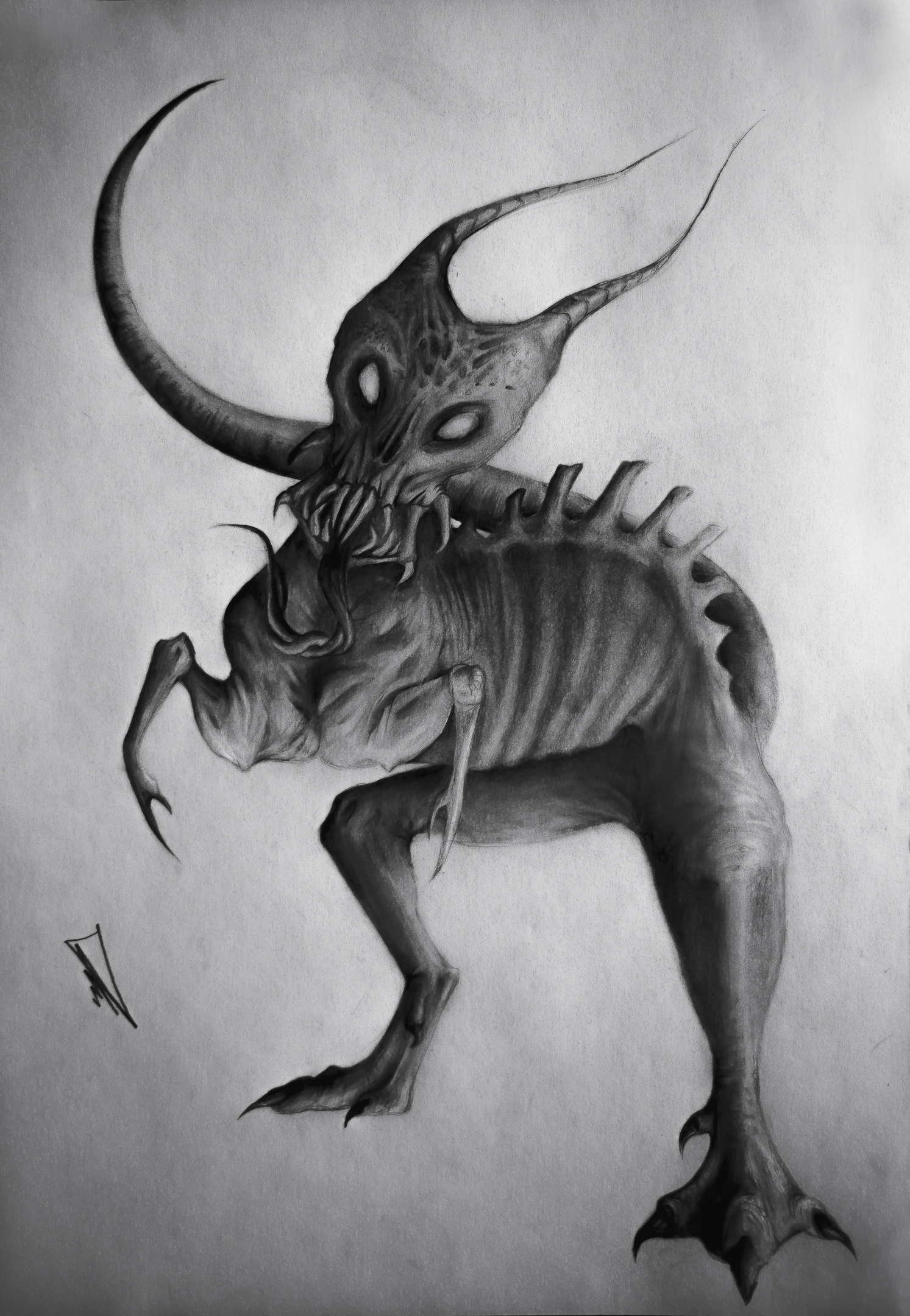 Tarakesh drove up - My, Pencil drawing, Pencil, Art, Art, Drawing, Kripota, Monster, Creatures