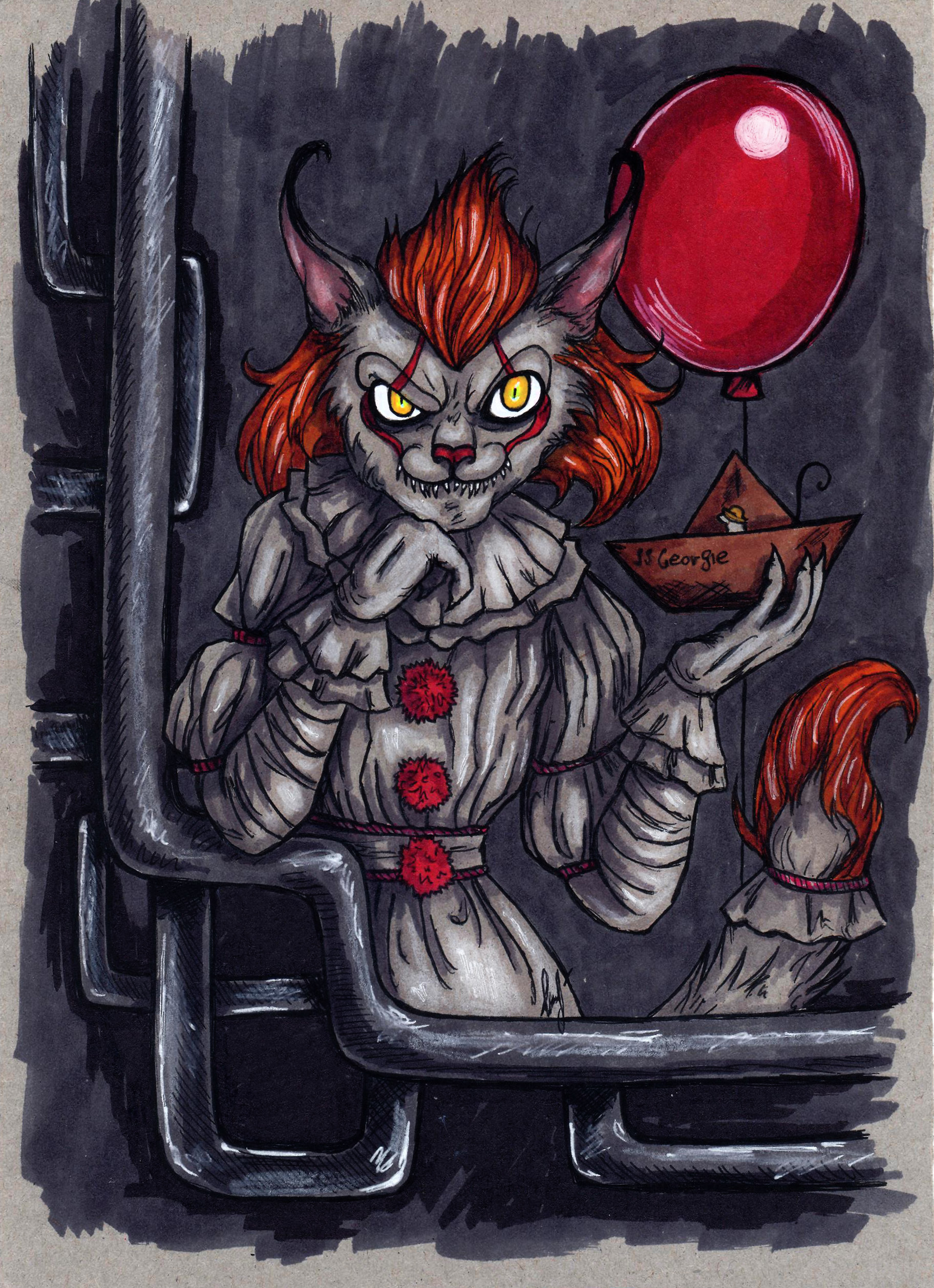 Devourer. - My, Fan art, It, cat, Monster, League of Artists, Drawing, Pennywise