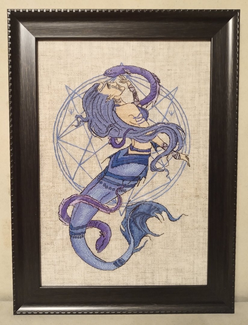 Embroidery Fish - My, Embroidery, Cross-stitch, , Handmade, Zodiac signs, Author's work, Needlework without process, Longpost, IrenHorrors, Copyright