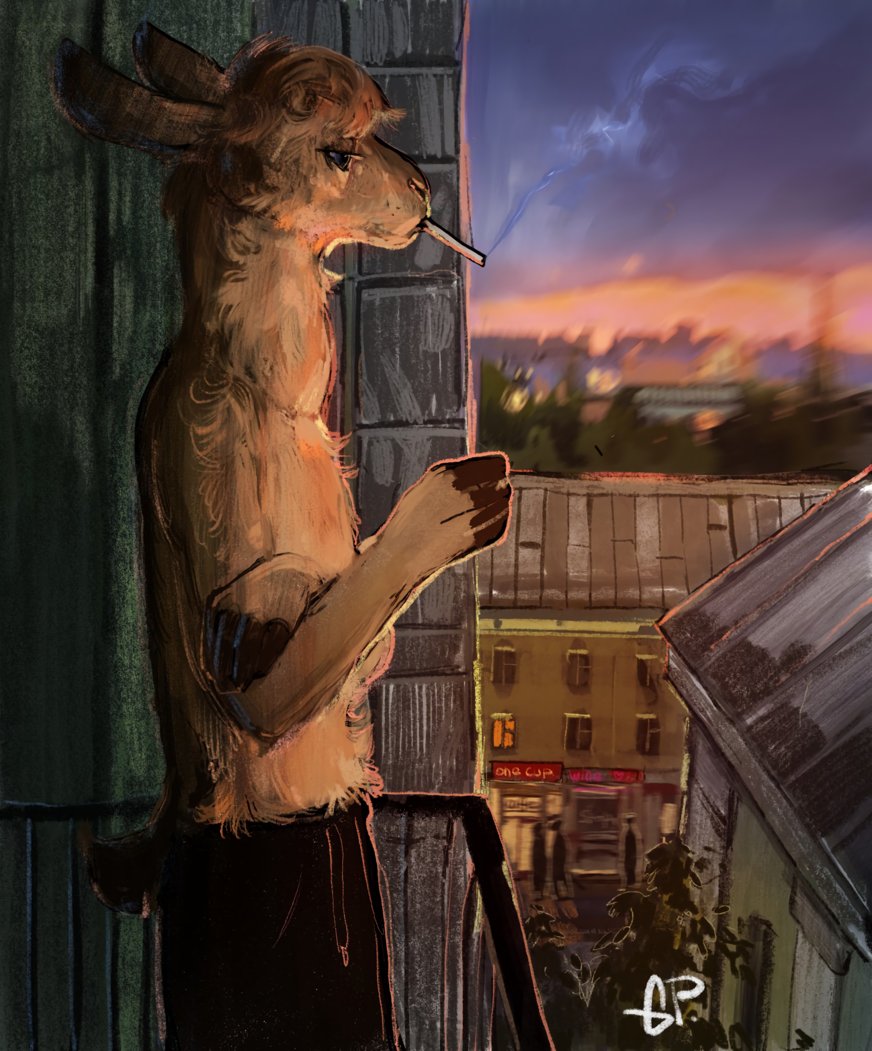 Gut - Furry, Furry art, Llama, Smoking, Fossa666