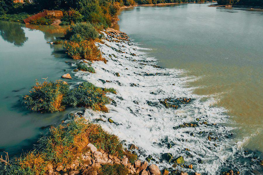 В Краснодаре есть свои водопады. Находятся они в конце Большого острова. - Краснодар, Краснодарский Край, Водопад, Длиннопост