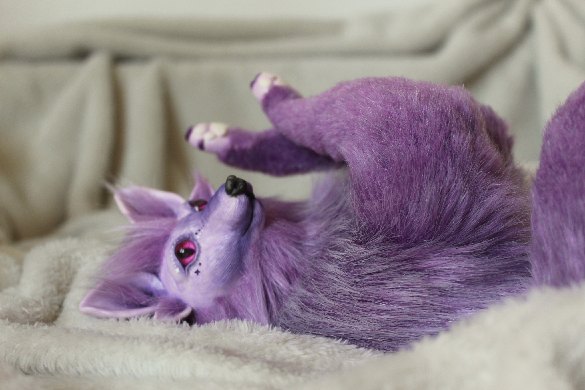 Cosmic Lavender. - My, Polymer clay, Domestic fox, Fox, Longpost, Needlework with process, Needlework, Mixed media