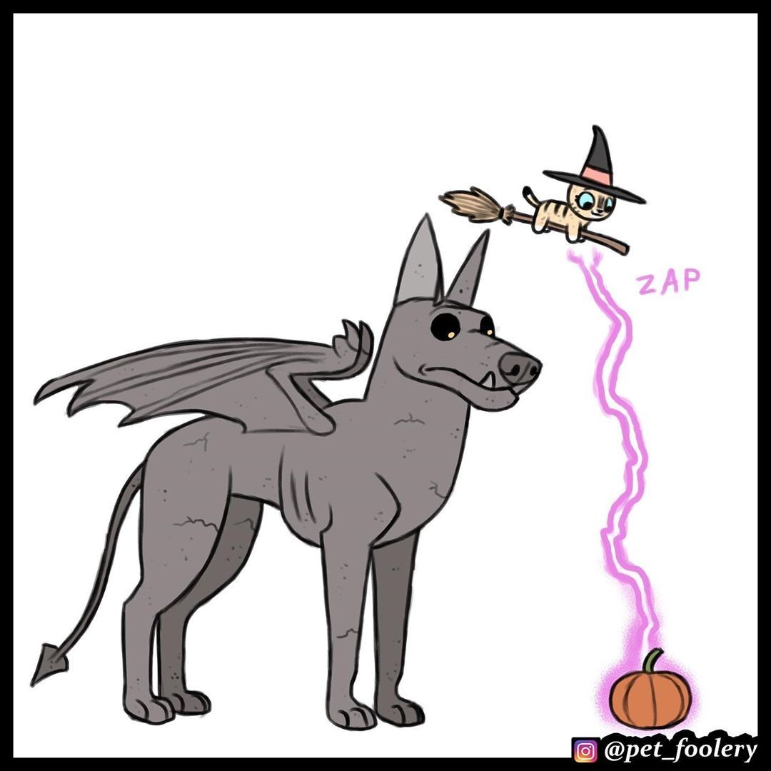 Halloween. - Comics, Pet foolery, Brutus and Pixie, cat, Dog, Halloween, Longpost