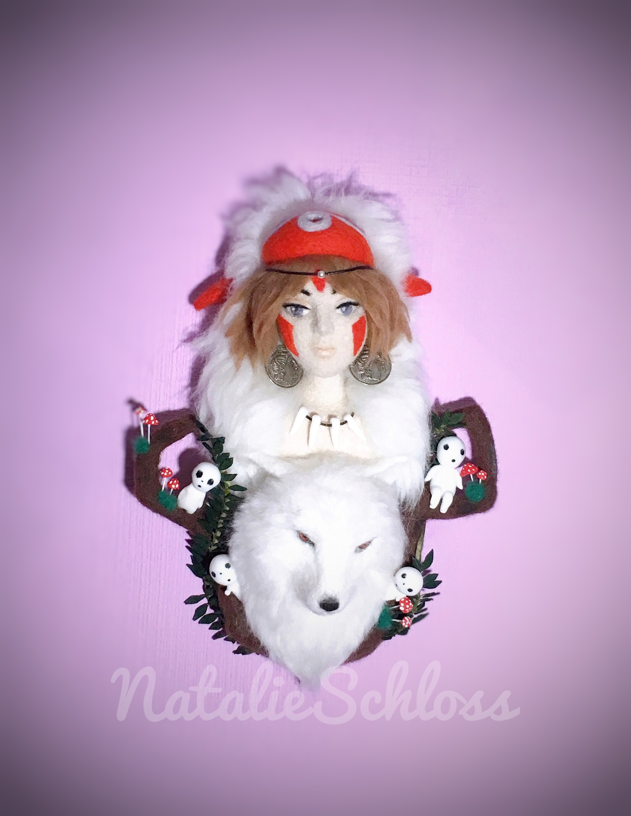 Princess Mononoke. - My, Princess mononoke, Hayao Miyazaki, Needlework without process, Dry felting, , Longpost