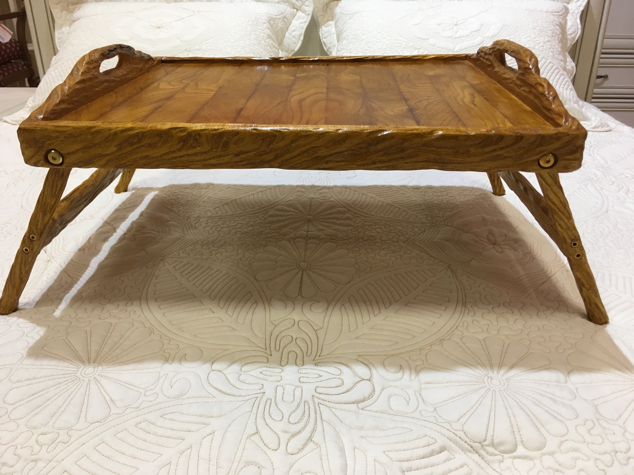 Solid wood breakfast table - My, Table, Coffee table, Woodworking, Presents, Needlework without process, Needlework, With your own hands, Tray, Longpost