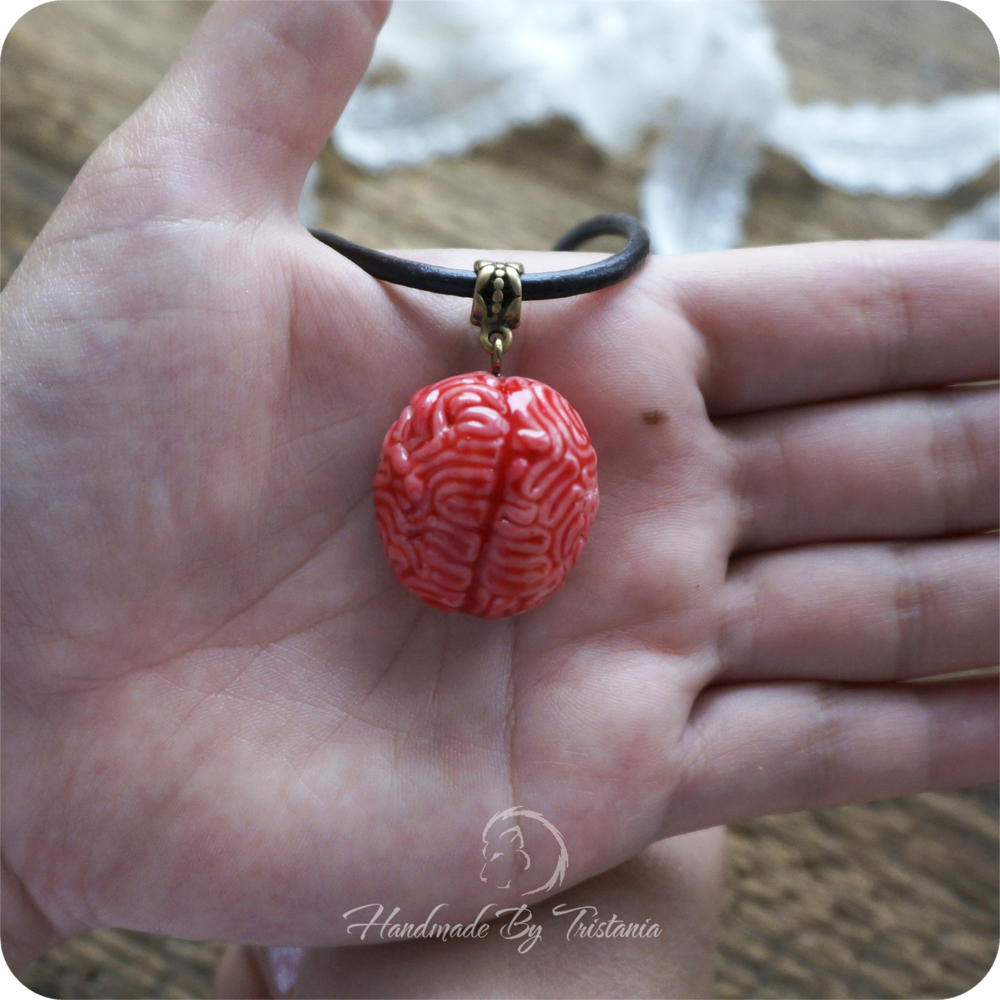 I'm Sdelal #18 - My, Halloween, Polymer clay, Brain, Ring, Pendant, Needlework without process, Handmade, Longpost